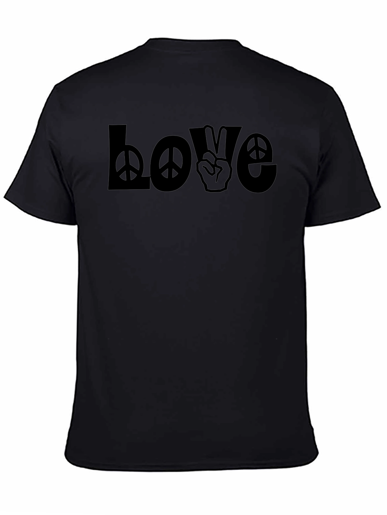 Love Peace Sign Graphic T-Shirt - Black