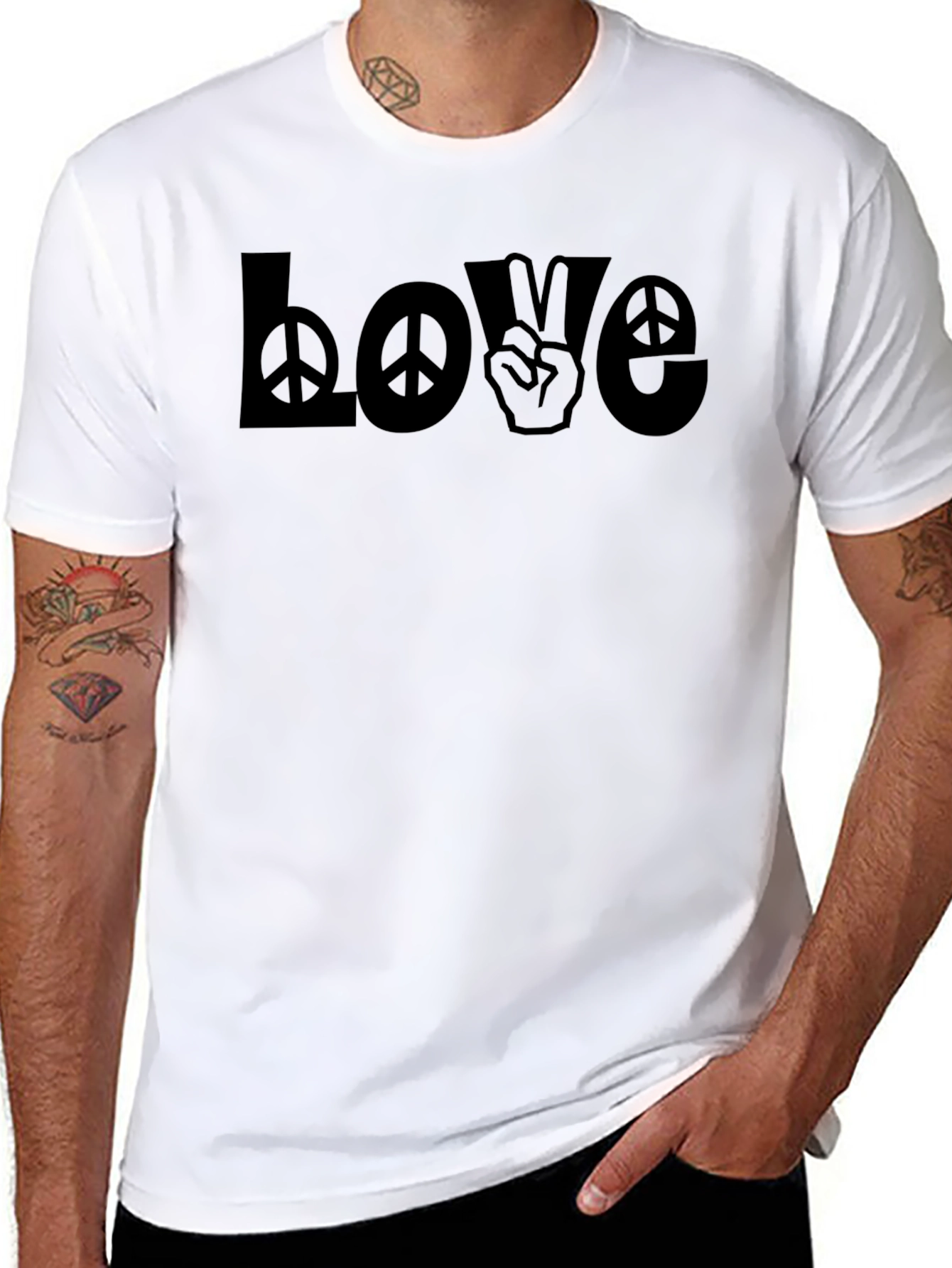 Love Peace Sign Graphic T-Shirt - Black