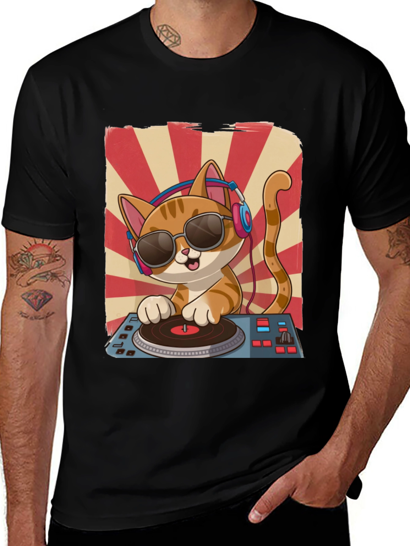 DJ Cat Graphic T-Shirt