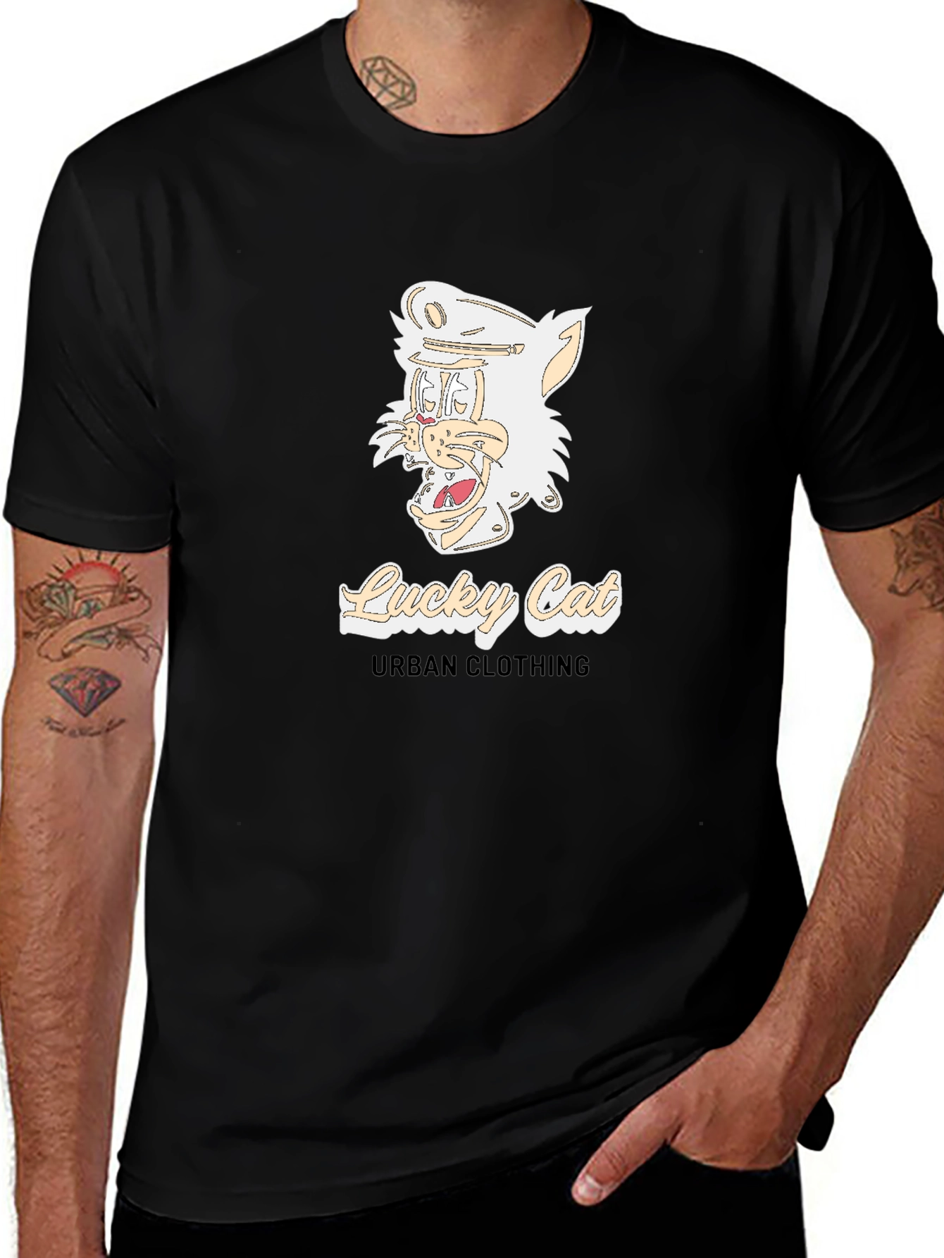 Lucky Cat Urban Clothing Black T-Shirt