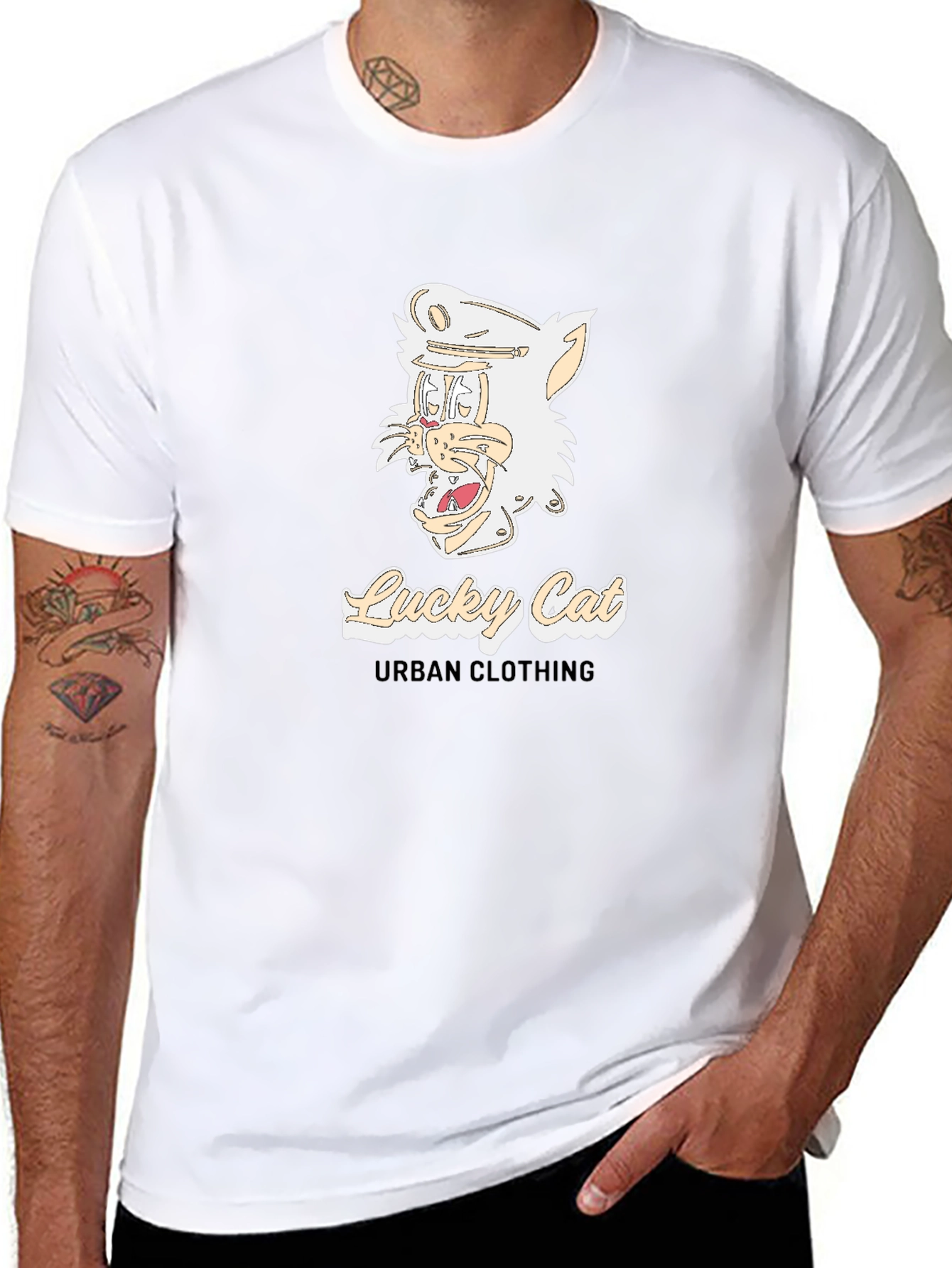 Lucky Cat Urban Clothing Black T-Shirt
