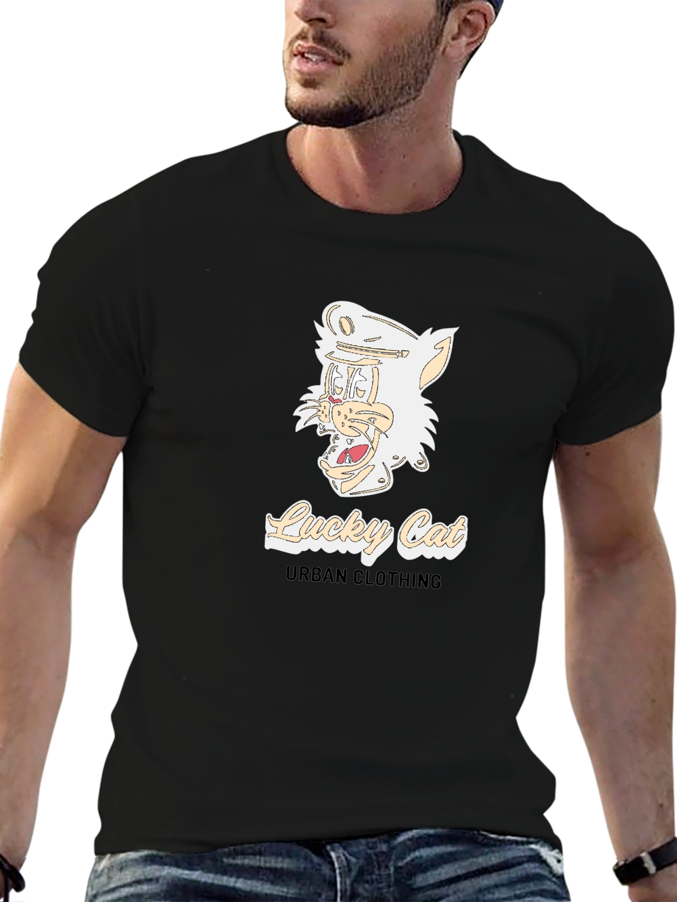Lucky Cat Urban Clothing Black T-Shirt