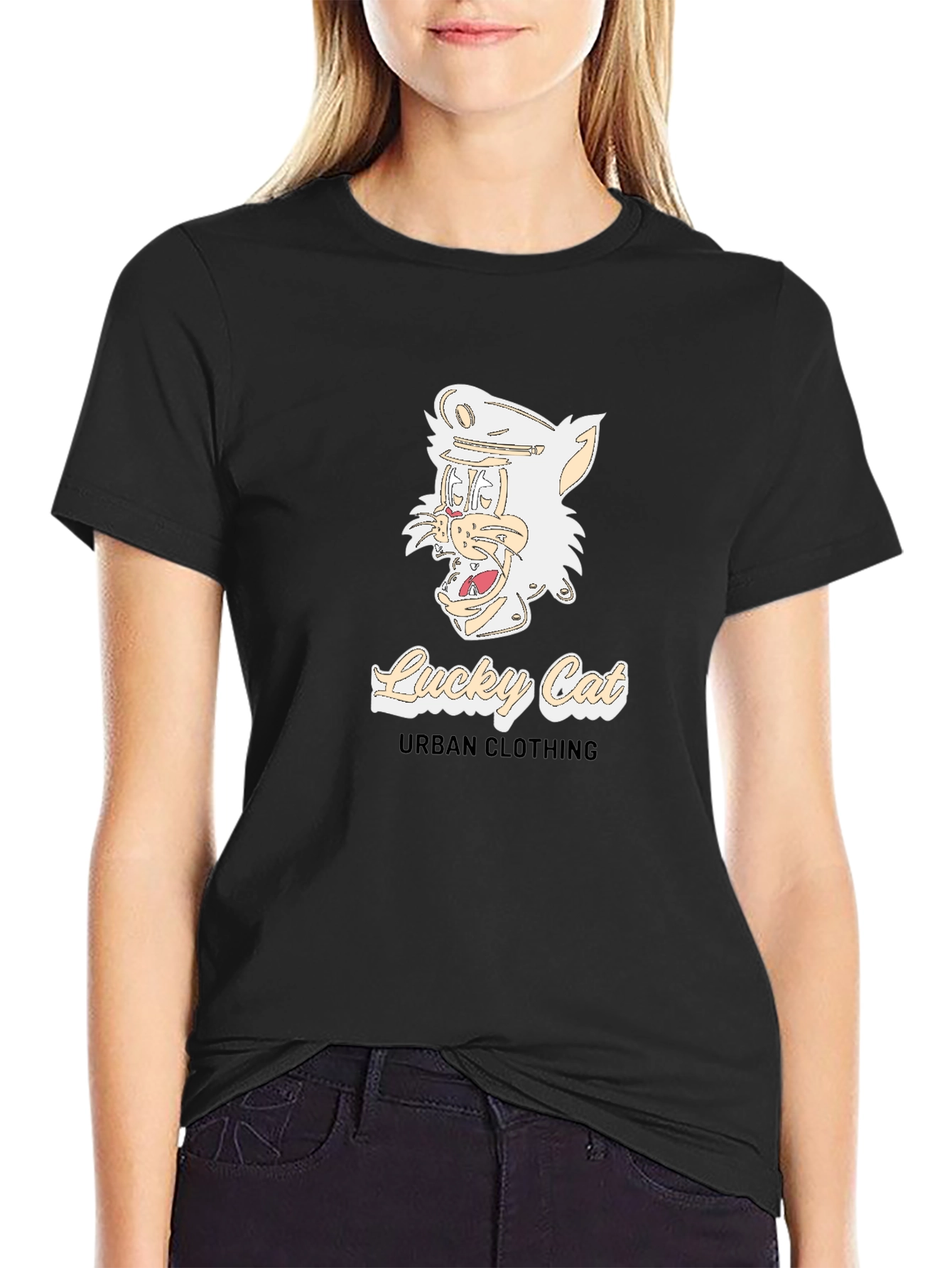 Lucky Cat Urban Clothing Black T-Shirt