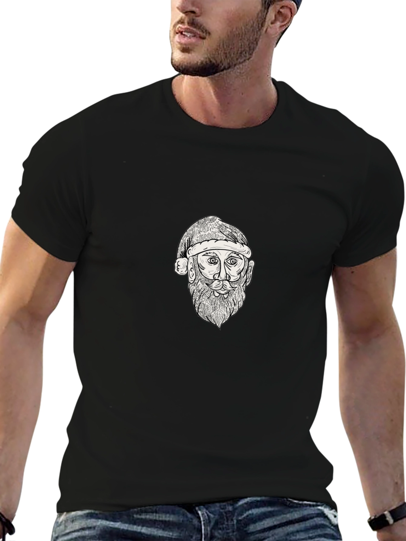 Sketch Santa Graphic Tee - Black