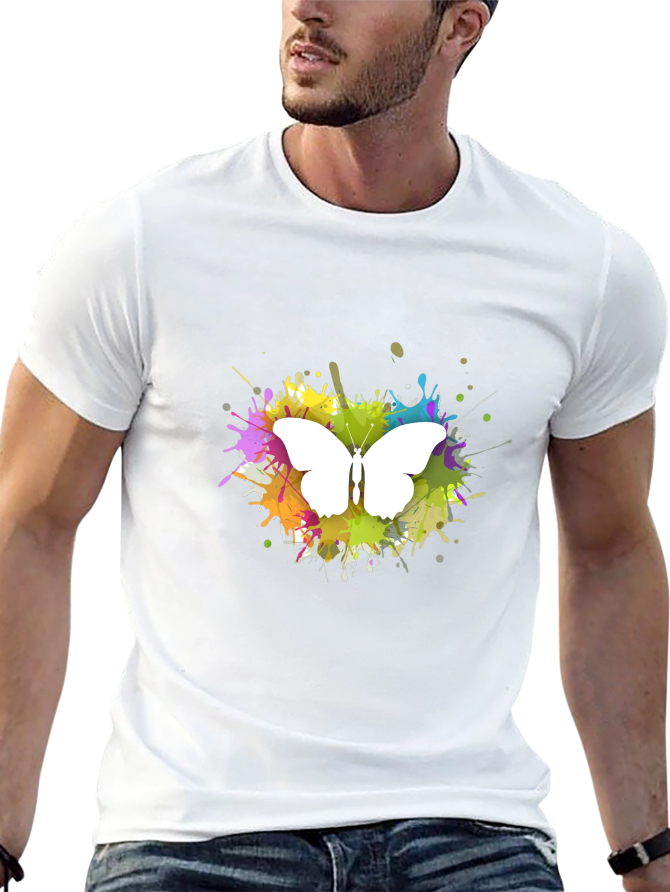Butterfly Splatter Art T-Shirt - Black