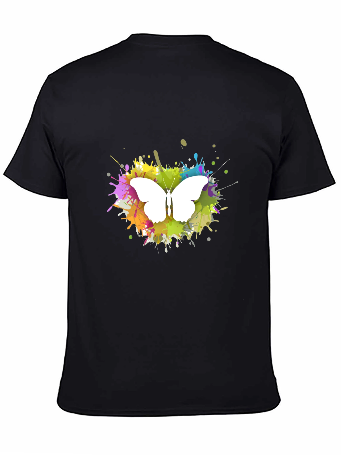 Butterfly Splatter Art T-Shirt - Black