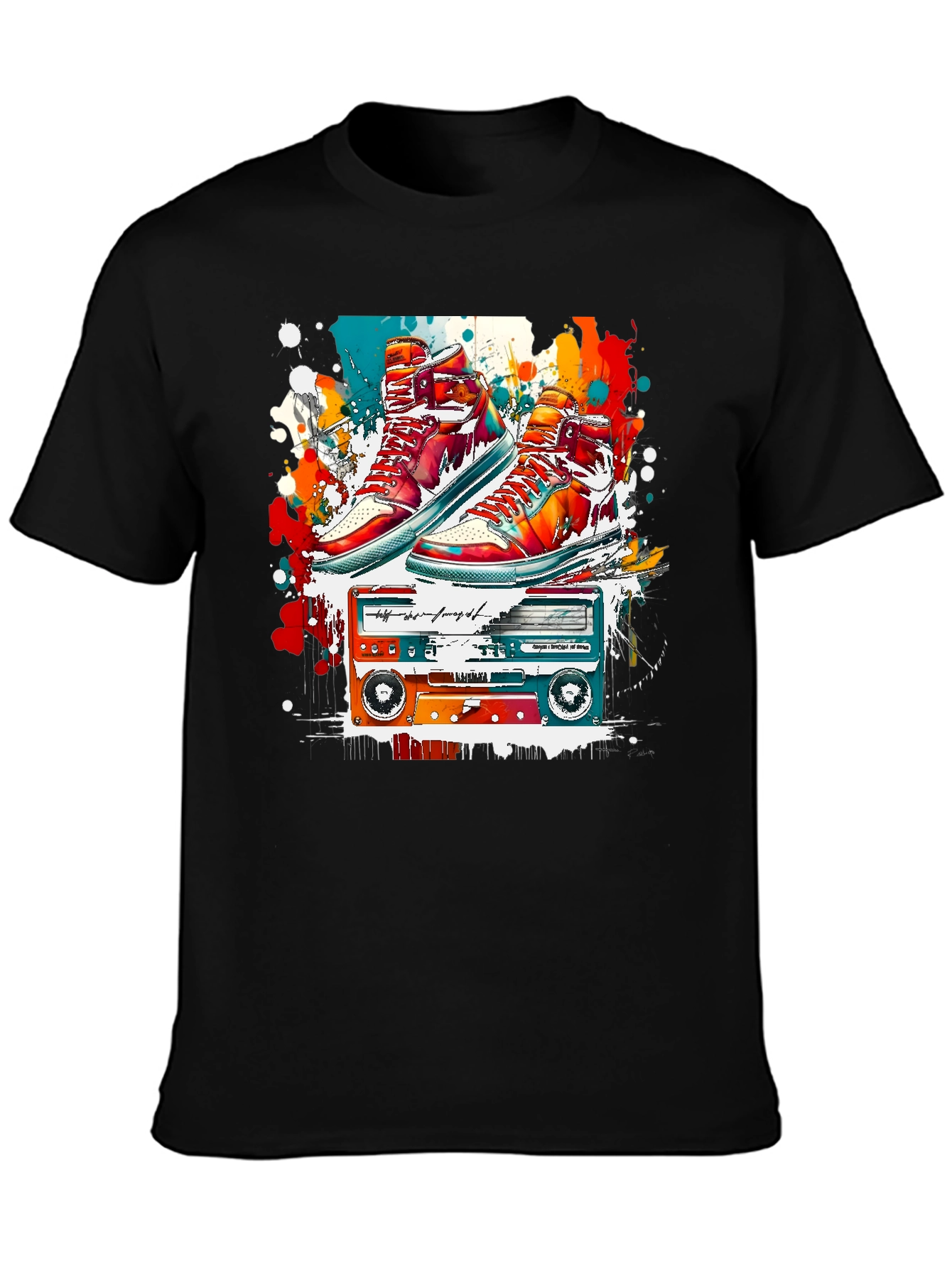 Retro Sneakers & Cassette Tape Graphic Tee
