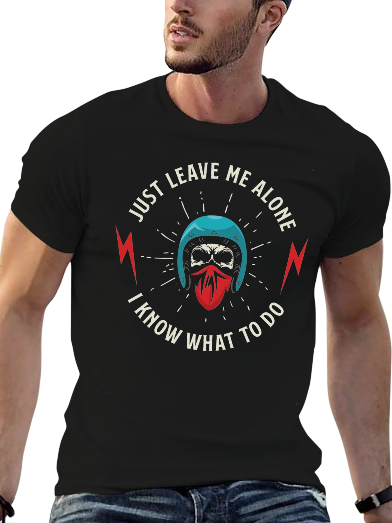Just Leave Me Alone Skull Graphic T-Shirt
