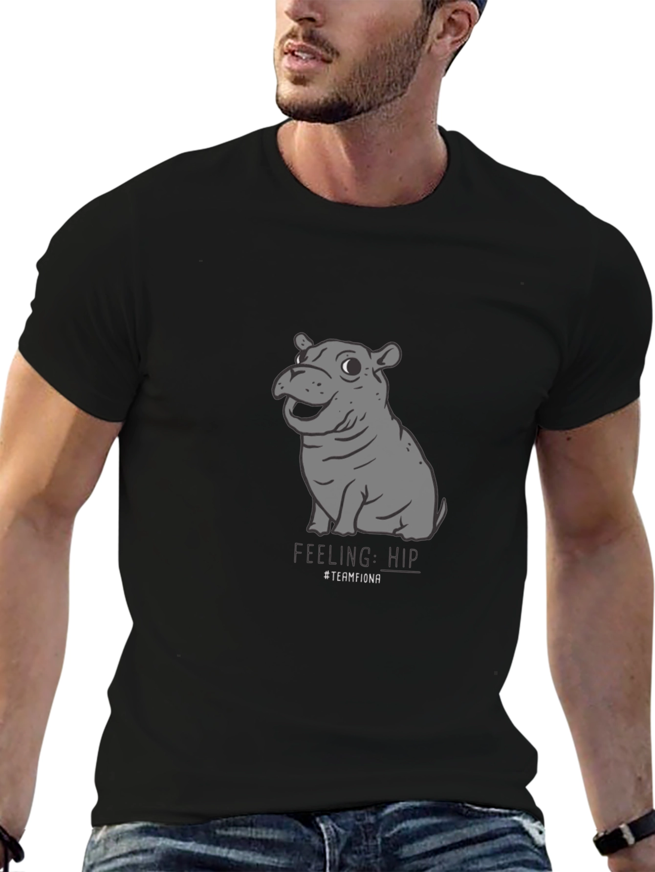 Team Fiona Hippo Graphic T-Shirt - Black