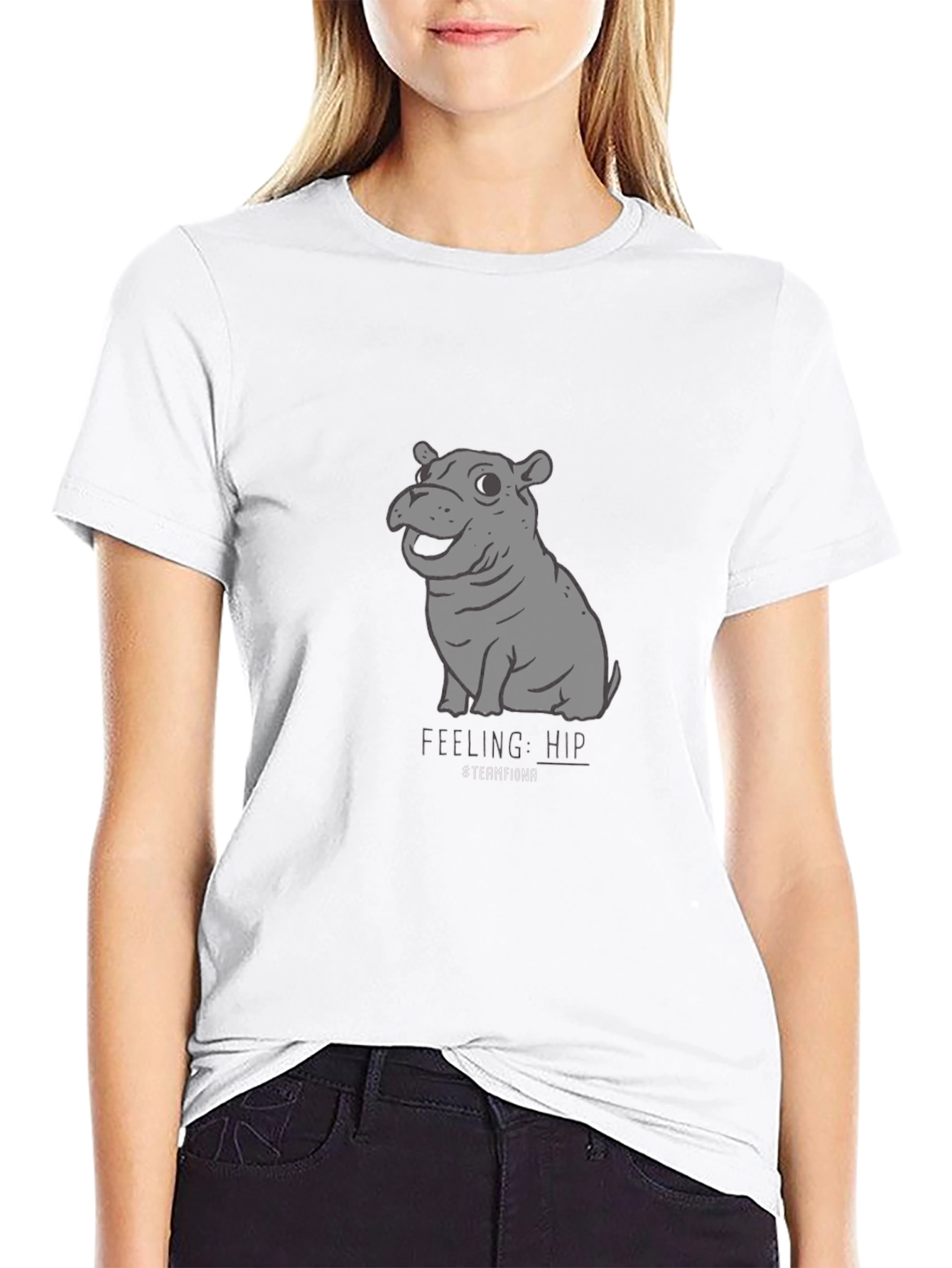 Team Fiona Hippo Graphic T-Shirt - Black