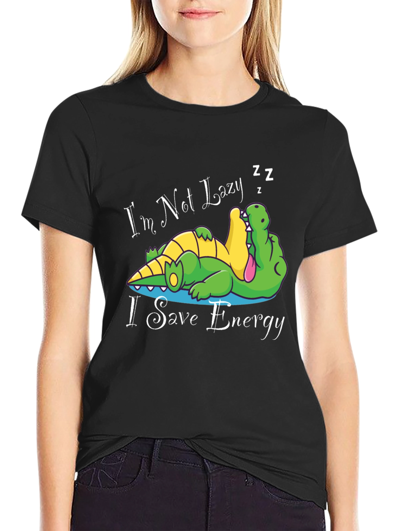 Funny Crocodile T-Shirt Im Not Lazy I Save Energy