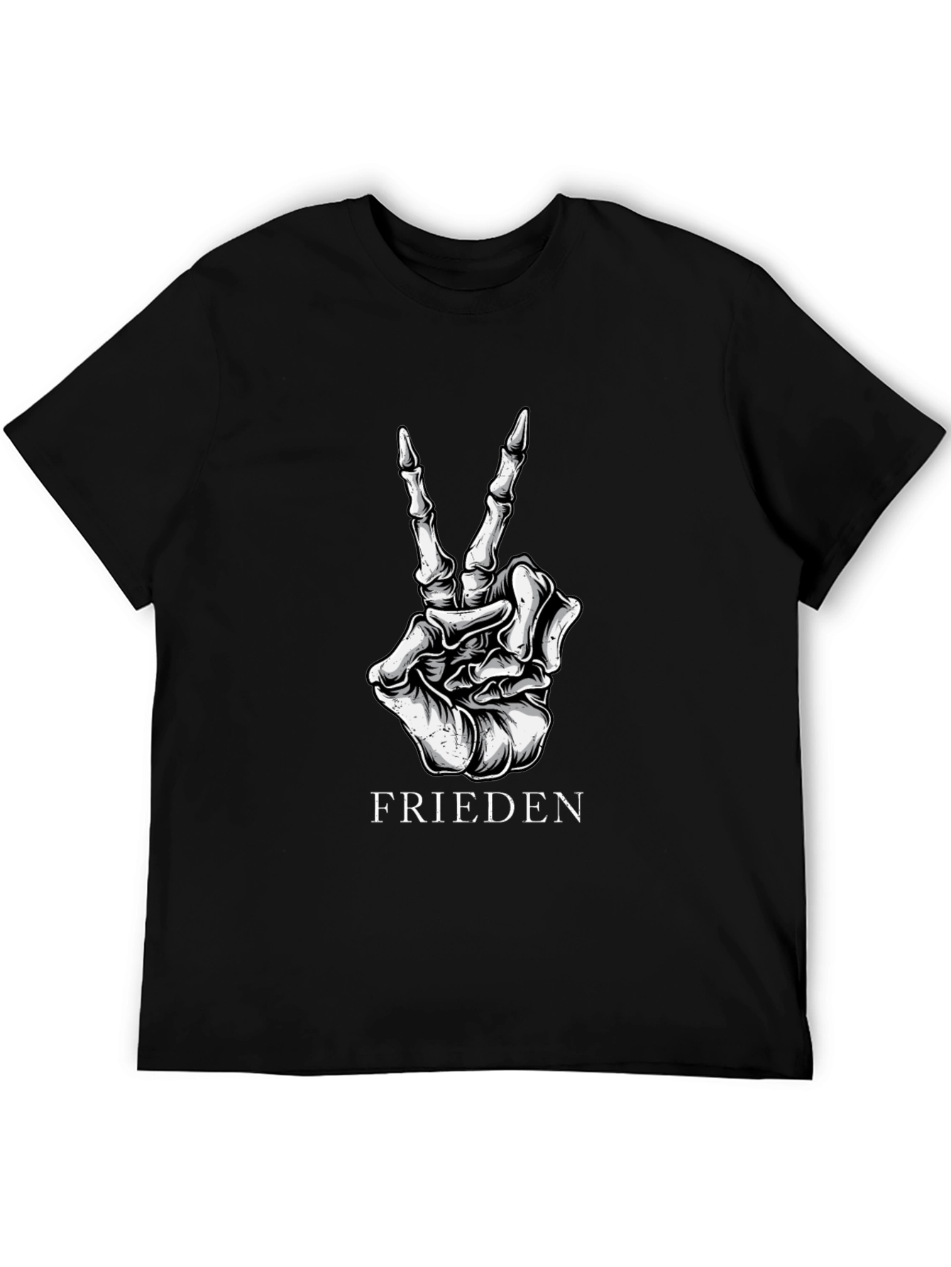 Frieden Peace Skeleton Hand Black Graphic T-Shirt
