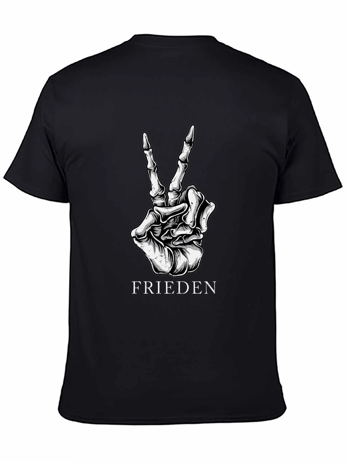 Frieden Peace Skeleton Hand Black Graphic T-Shirt