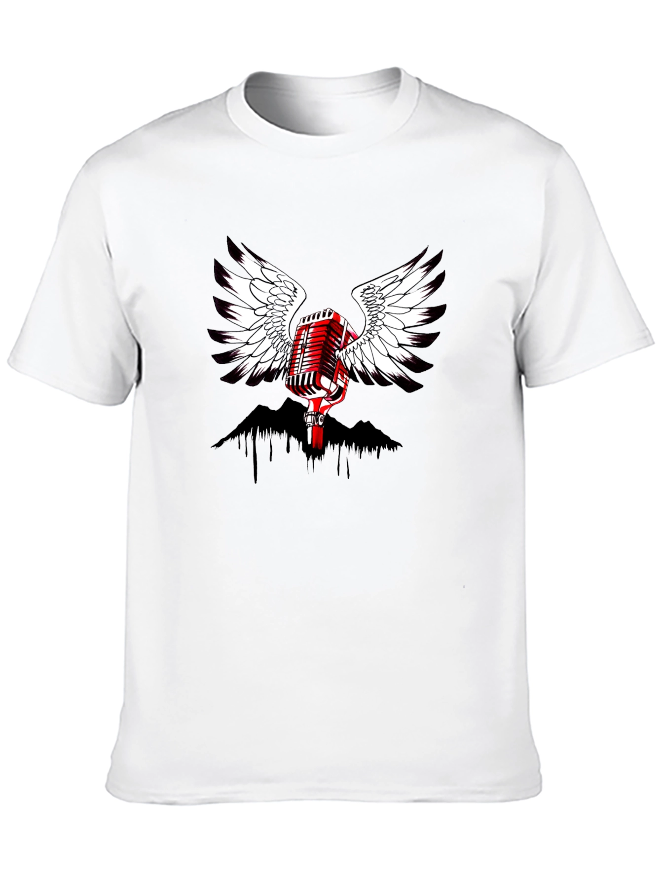 Winged Microphone Graphic Black T-Shirt
