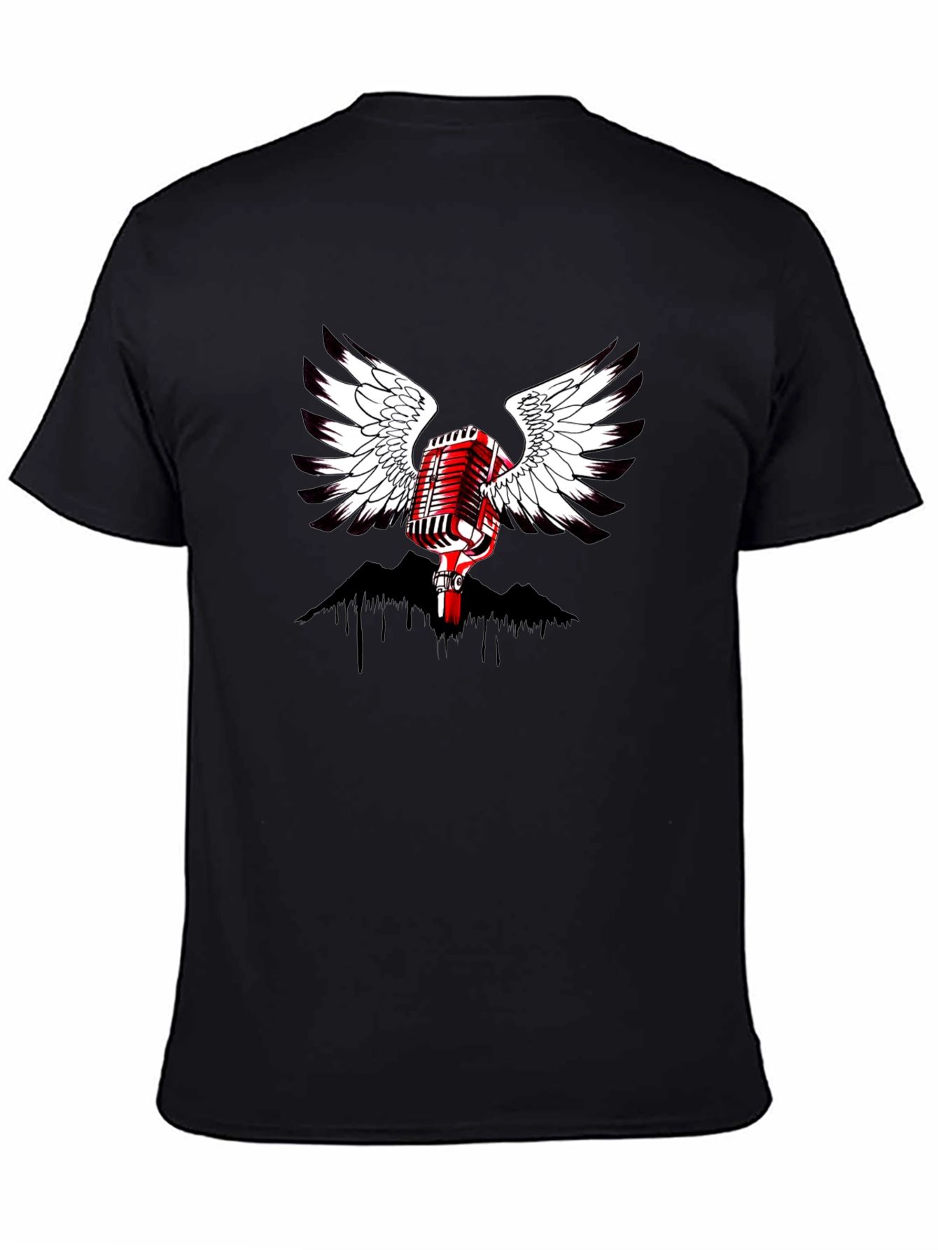 Winged Microphone Graphic Black T-Shirt