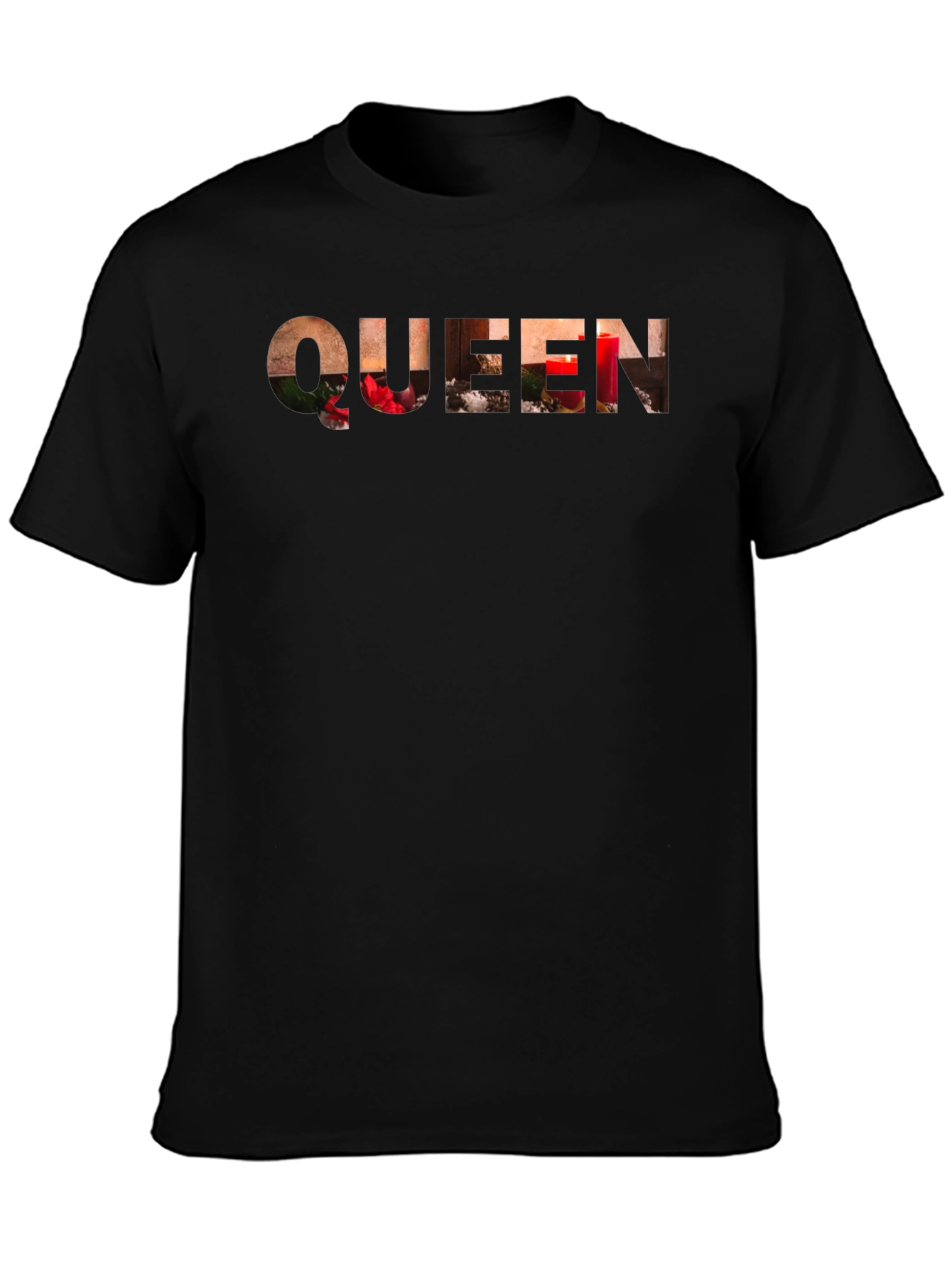 Queen Holiday Candles Black Tee