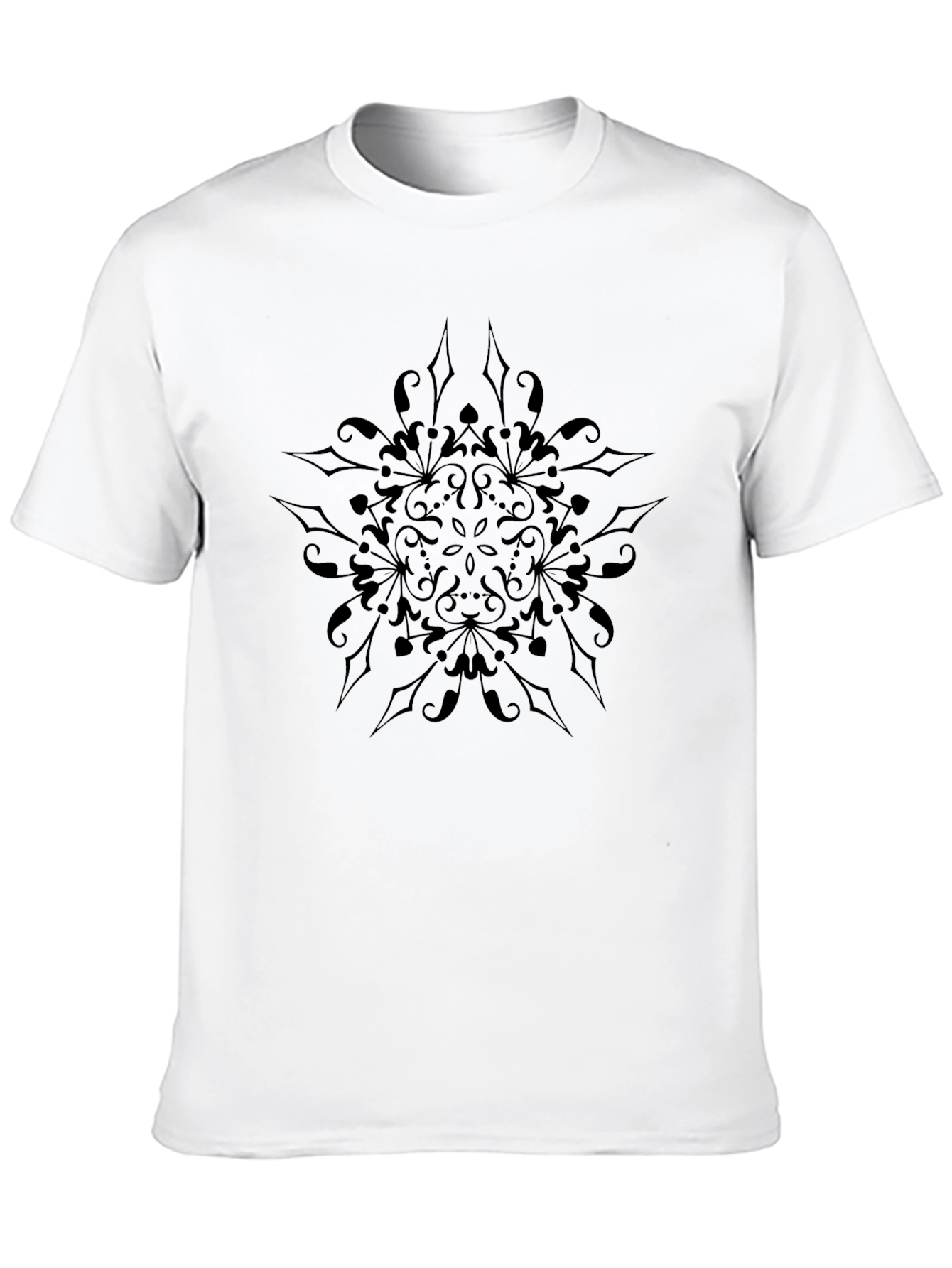 Mens Black T-Shirt with Star Mandala Graphic