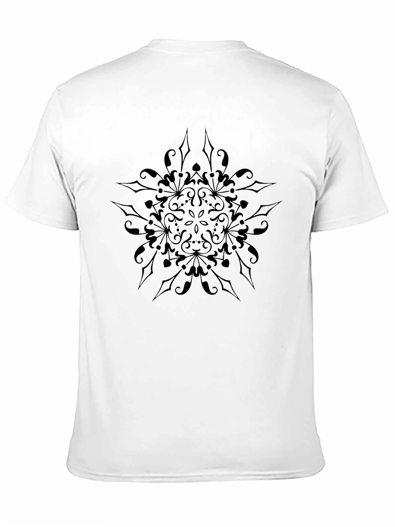 Mens Black T-Shirt with Star Mandala Graphic
