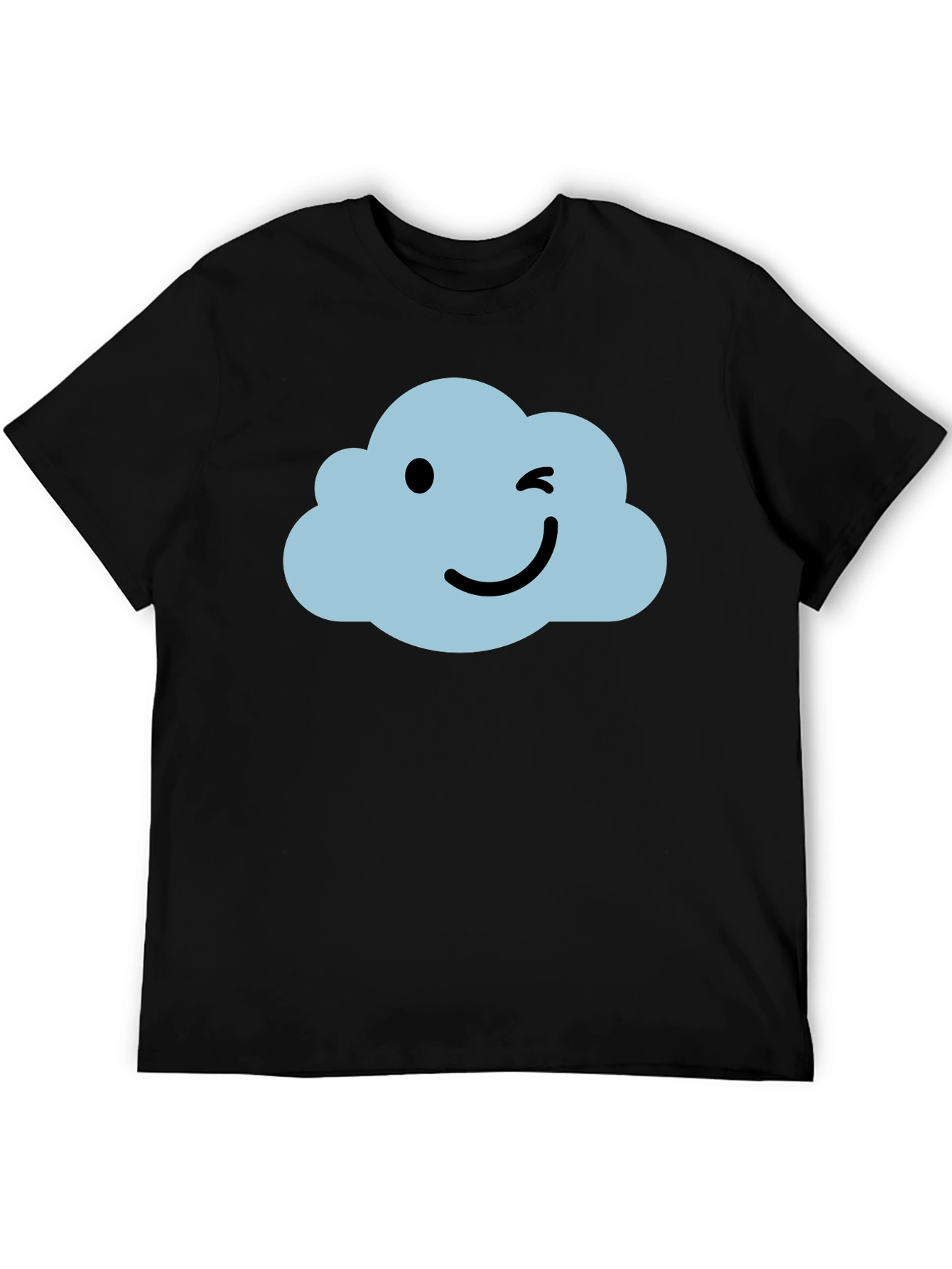 Whimsical Cloud Graphic Tee - Soft Black Cotton Shirt