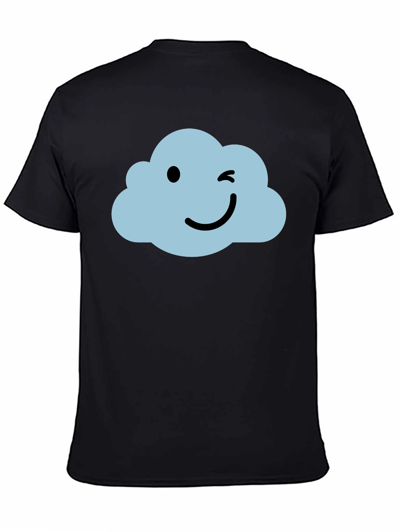 Whimsical Cloud Graphic Tee - Soft Black Cotton Shirt