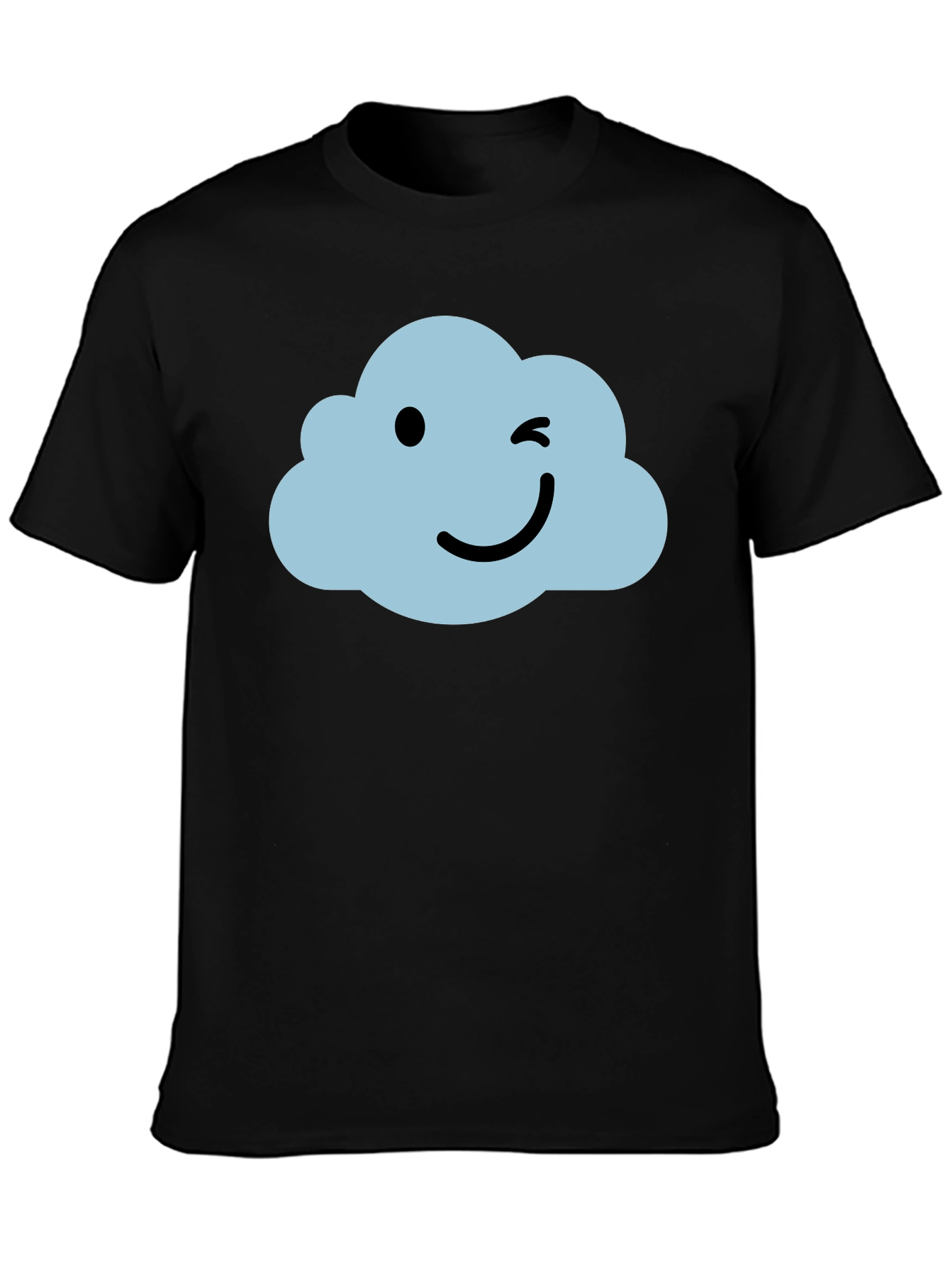 Whimsical Cloud Graphic Tee - Soft Black Cotton Shirt