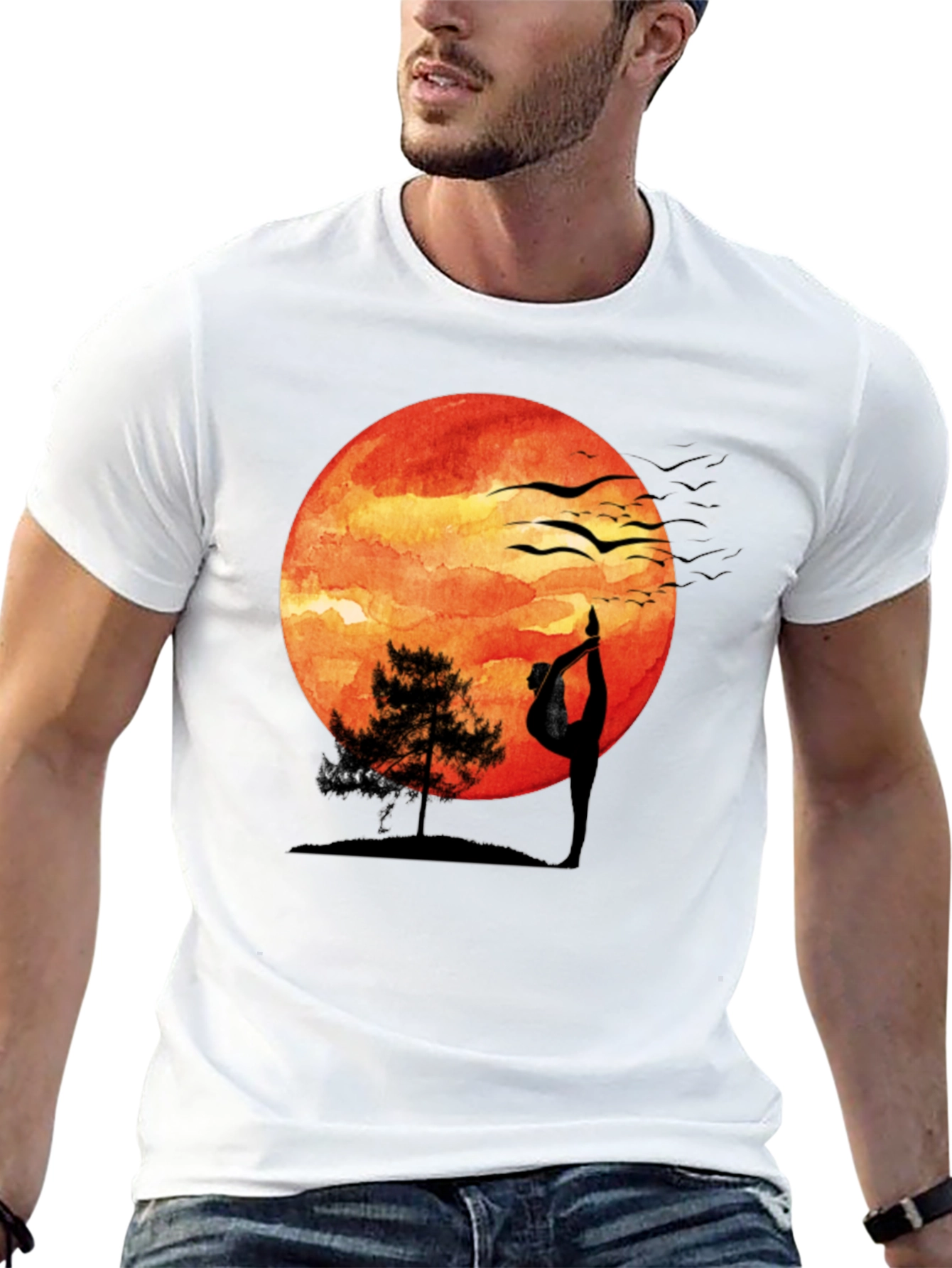 Yoga Sunset T-Shirt - Meditative Nature Design