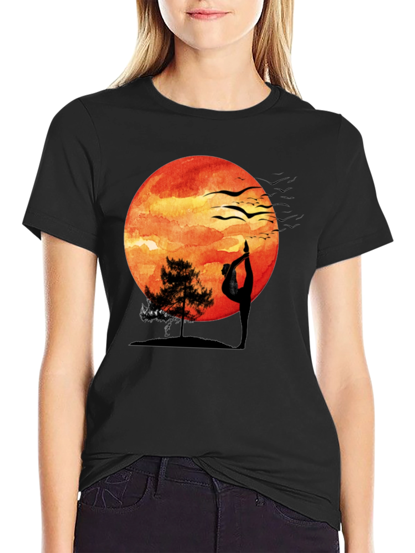 Yoga Sunset T-Shirt - Meditative Nature Design