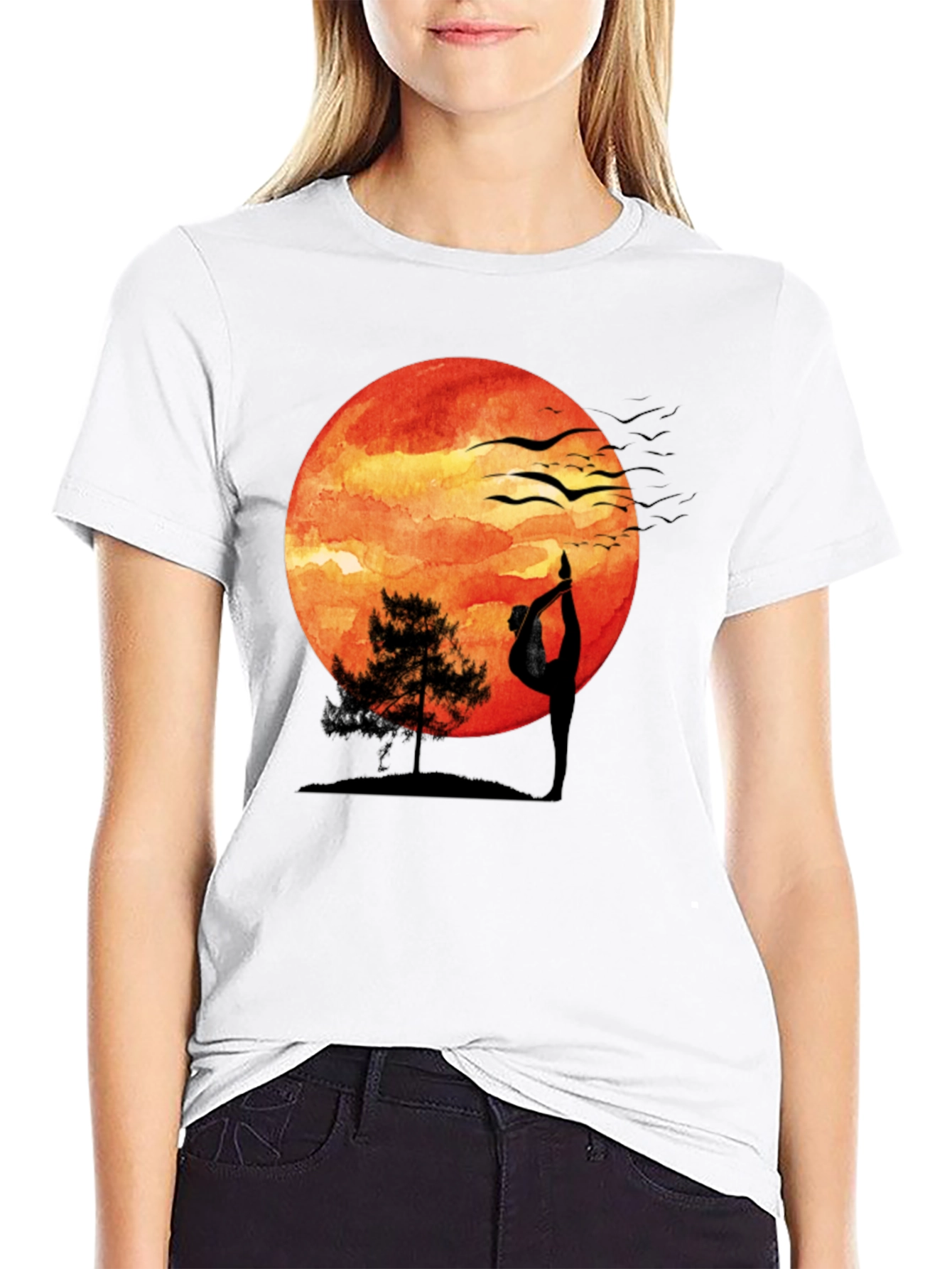 Yoga Sunset T-Shirt - Meditative Nature Design