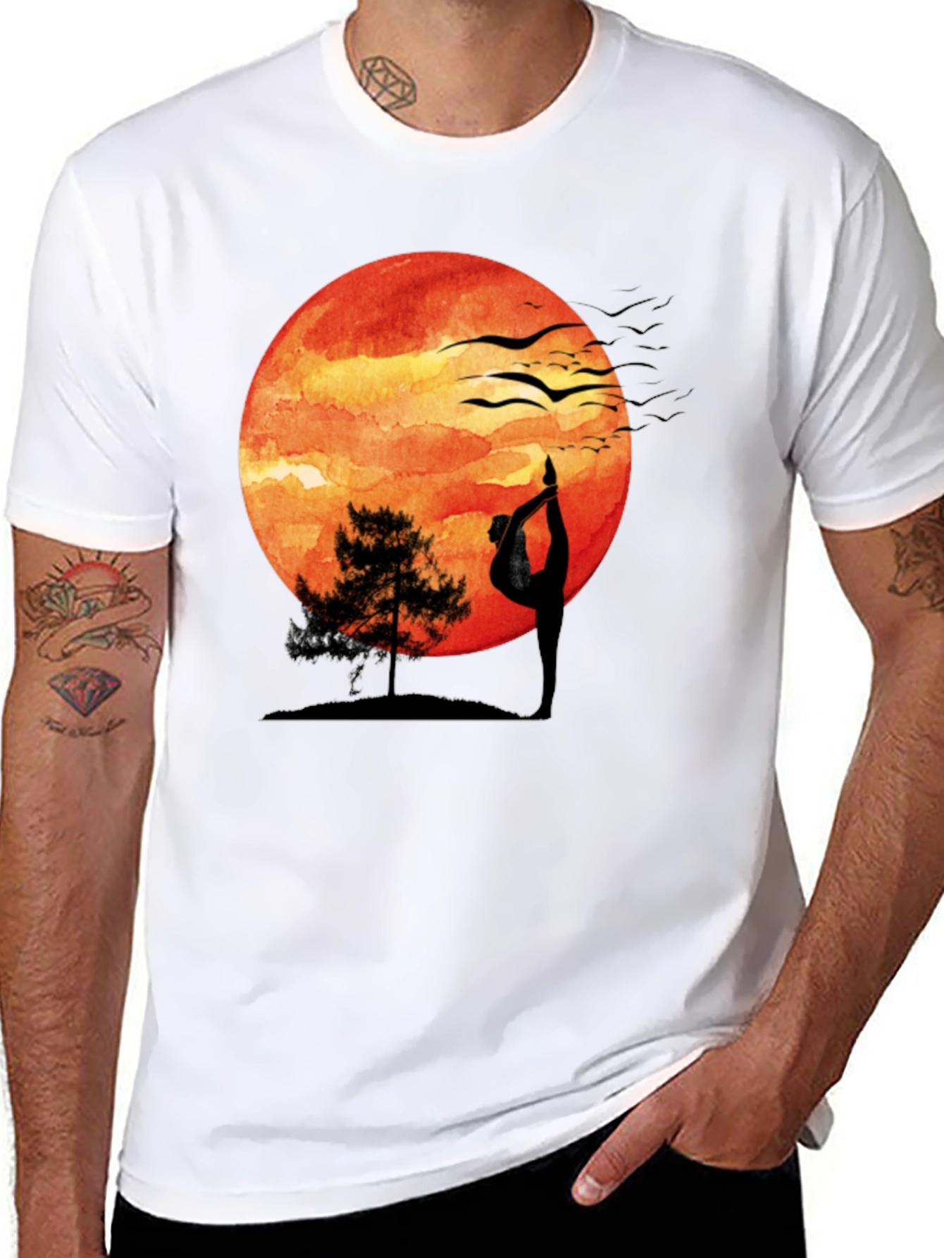 Yoga Sunset T-Shirt - Meditative Nature Design