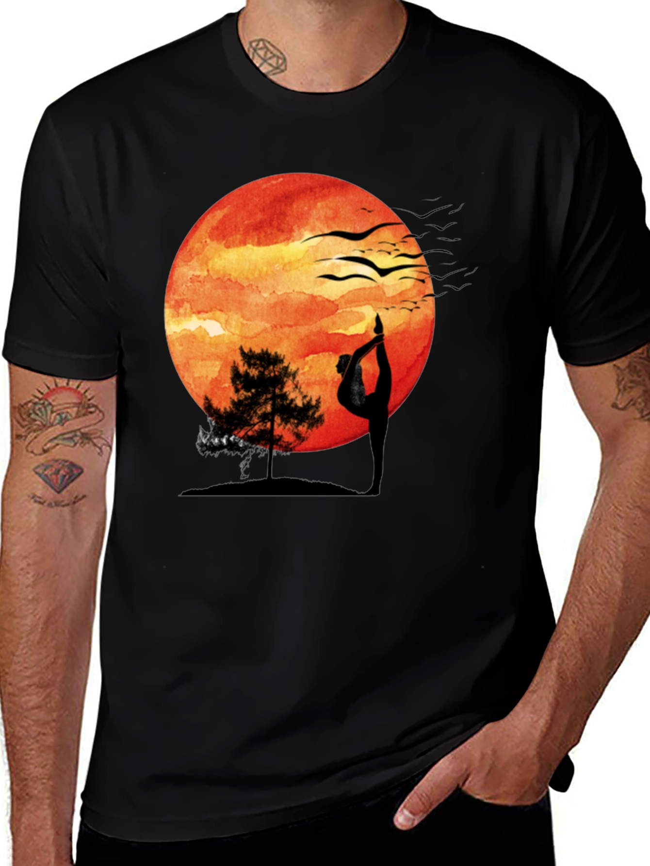 Yoga Sunset T-Shirt - Meditative Nature Design