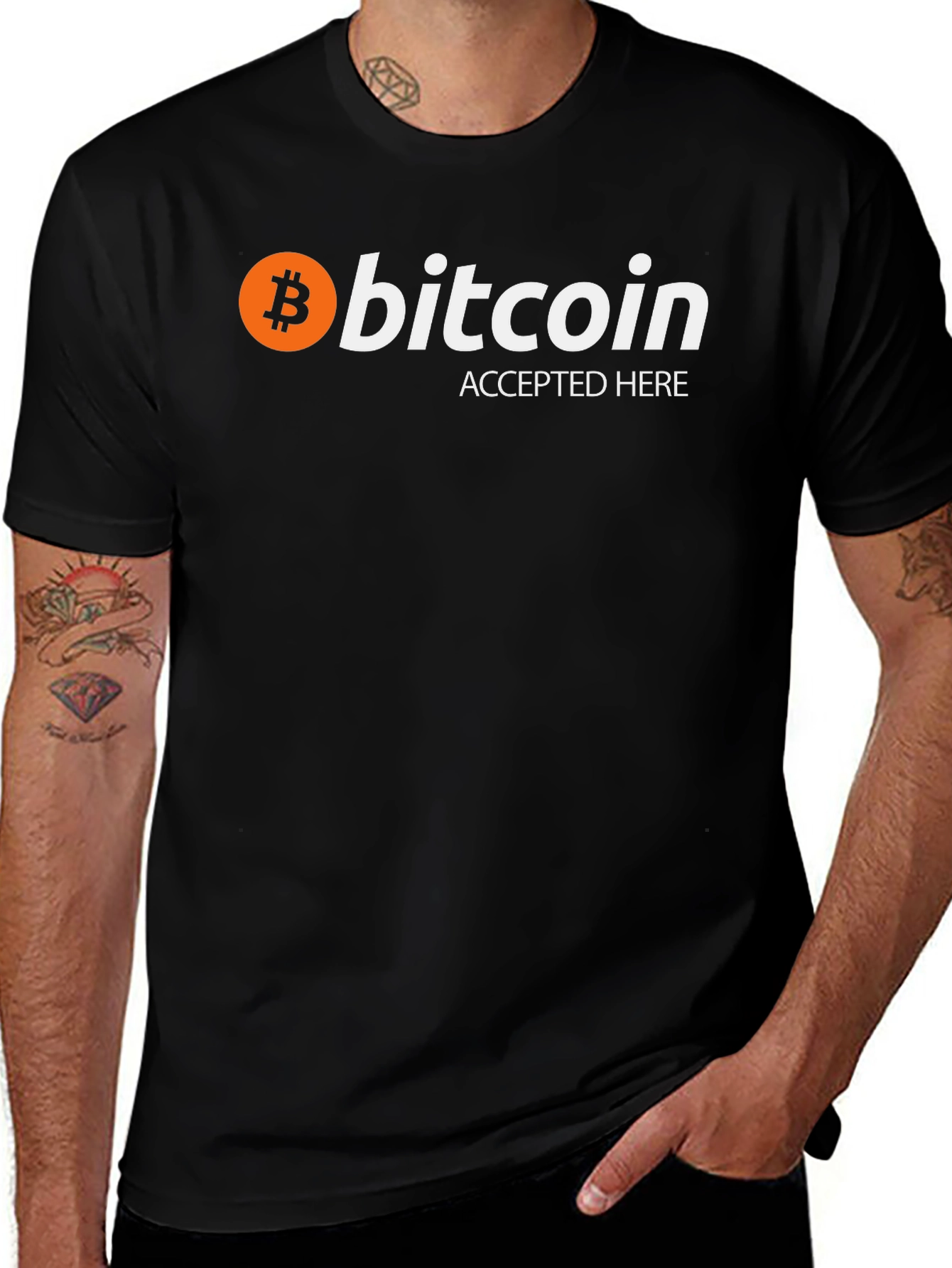 Bitcoin Accepted Here Black Graphic Tee