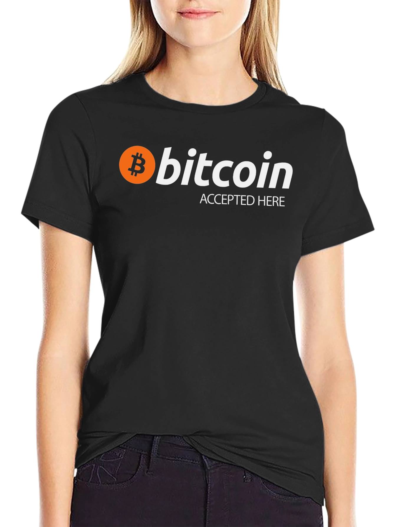 Bitcoin Accepted Here Black Graphic Tee