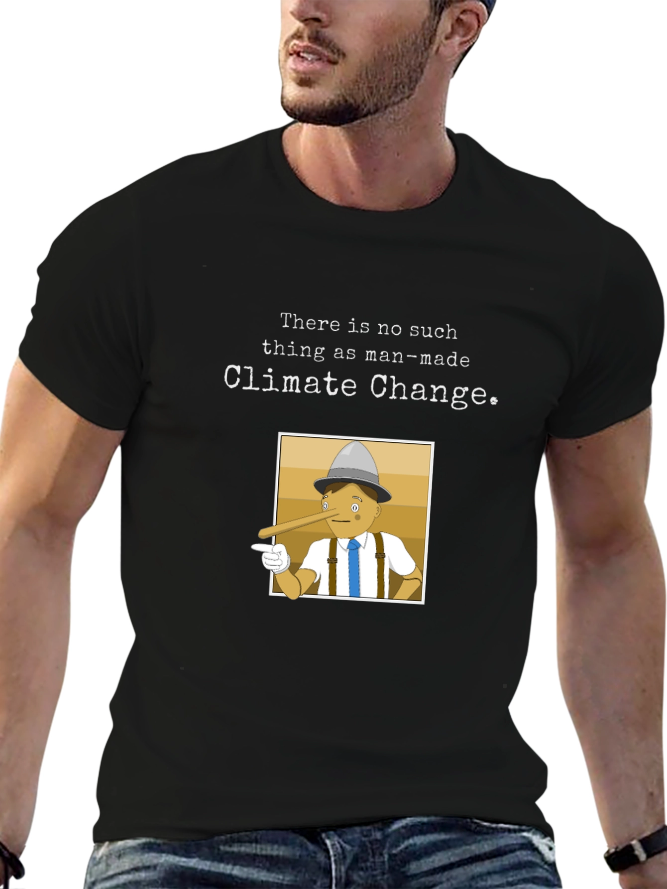 Climate Change Skeptic T-Shirt - Pinocchio Design