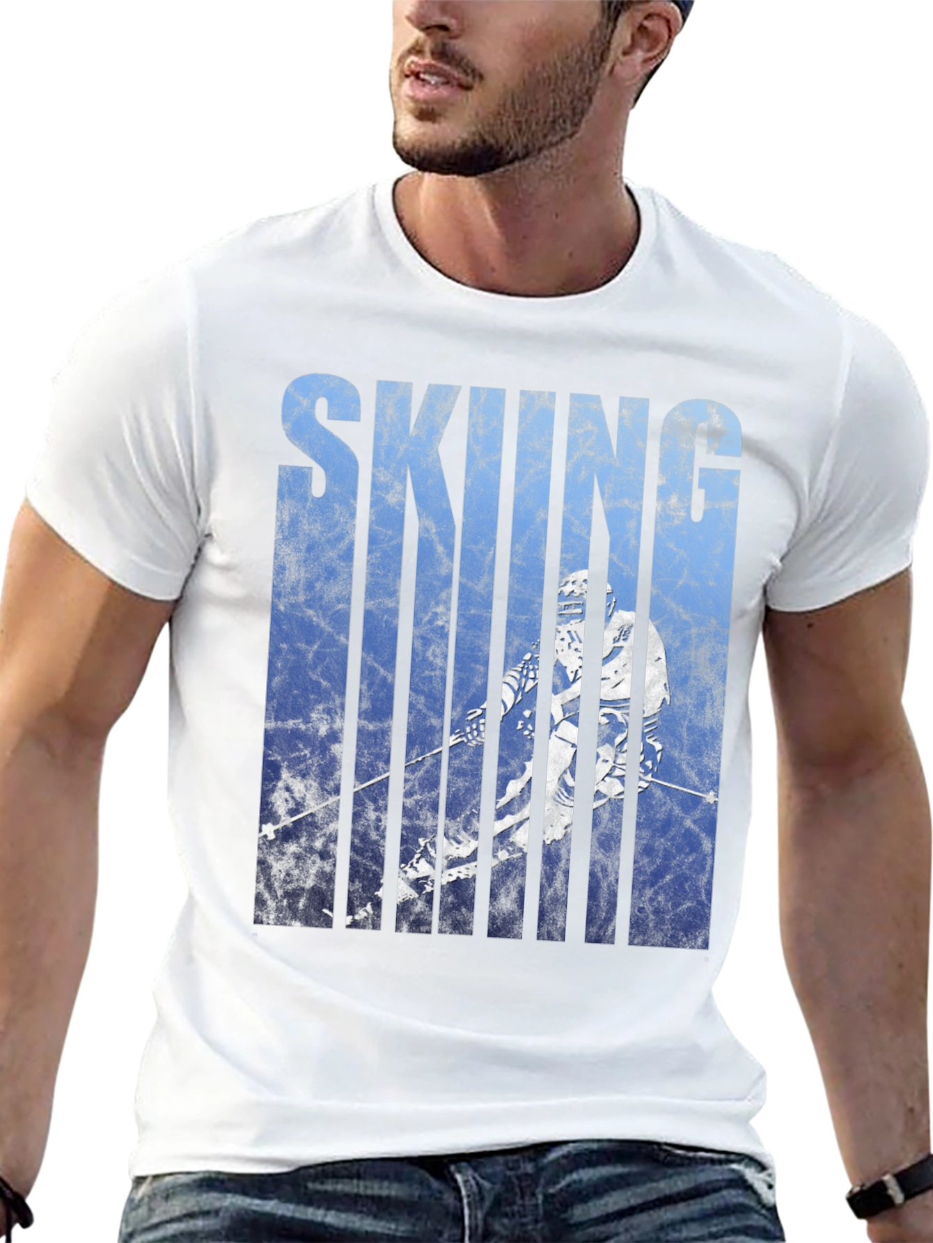 Skiing Graphic Tee - Black Cotton Blend