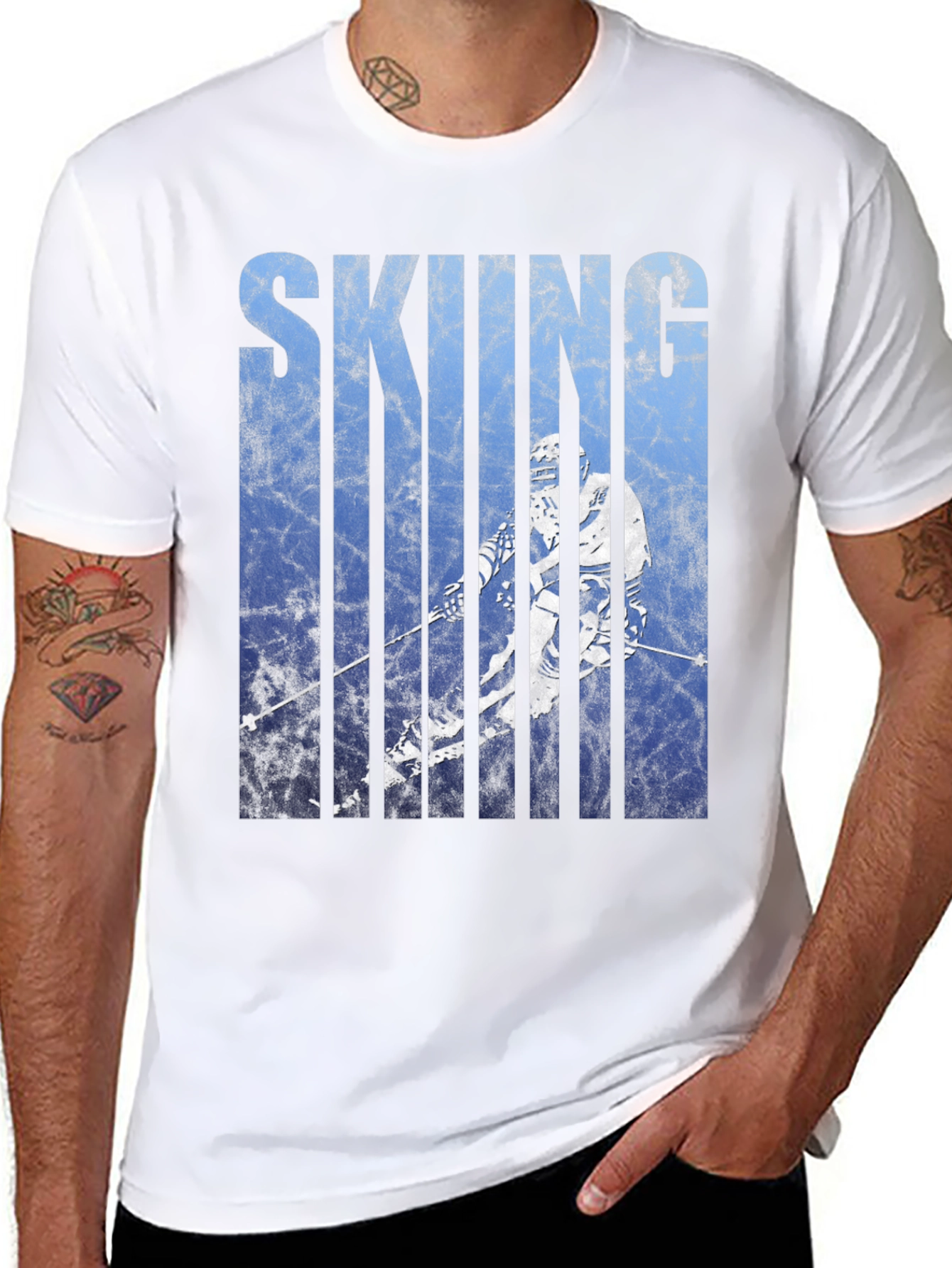 Skiing Graphic Tee - Black Cotton Blend