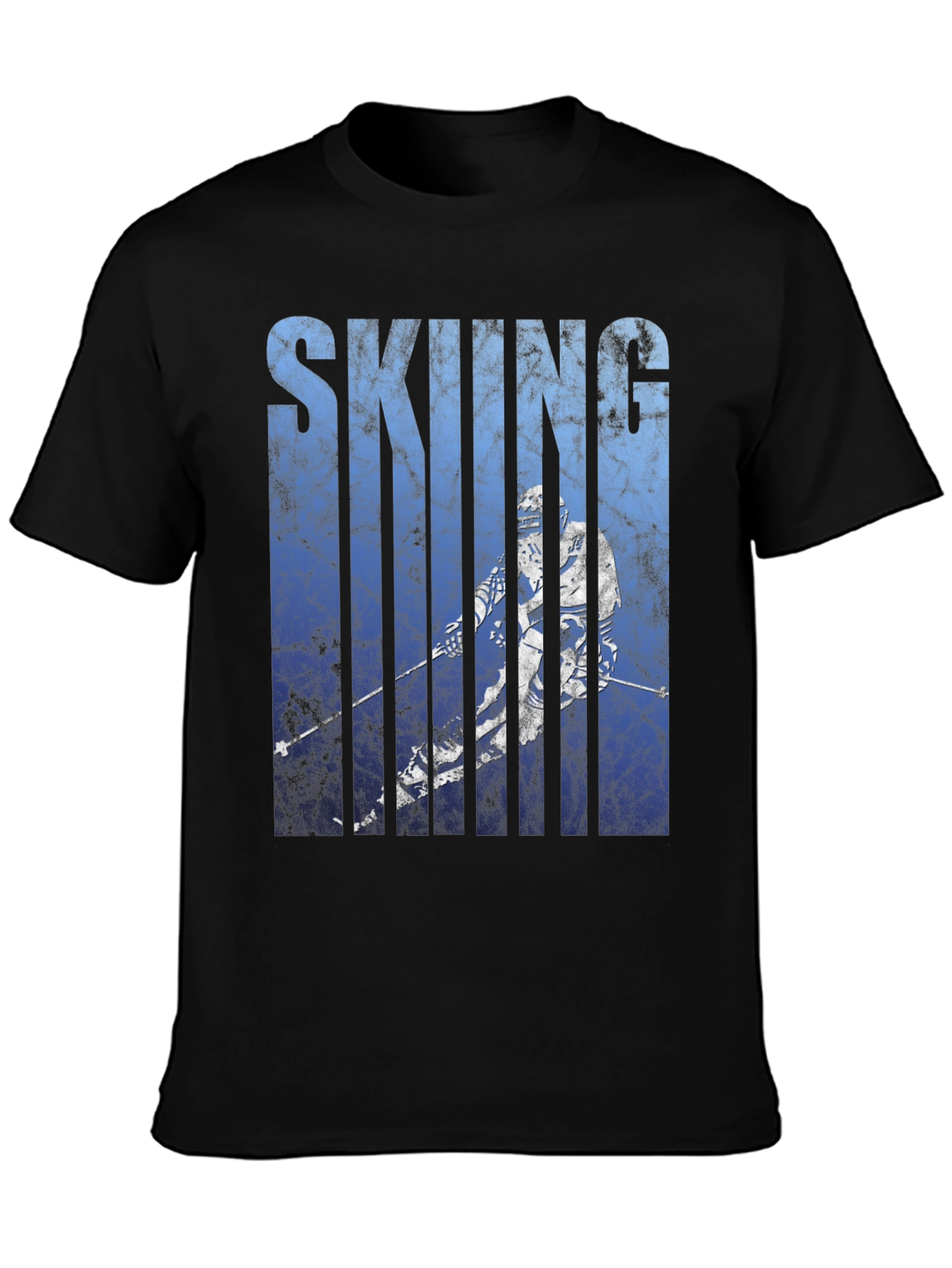 Skiing Graphic Tee - Black Cotton Blend