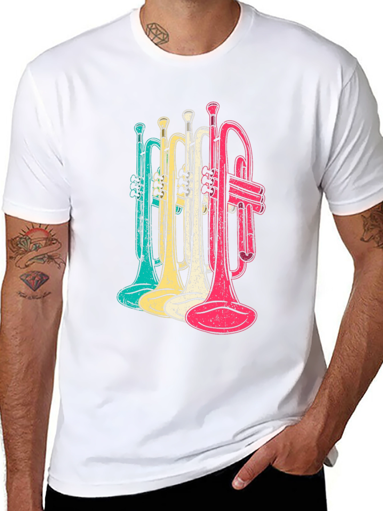 Retro Trumpet Graphic Tee - Black