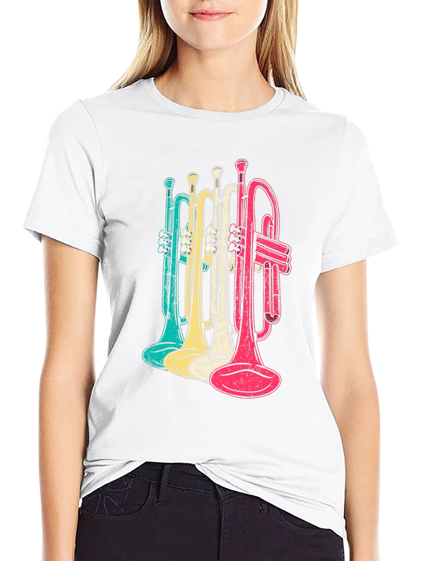 Retro Trumpet Graphic Tee - Black