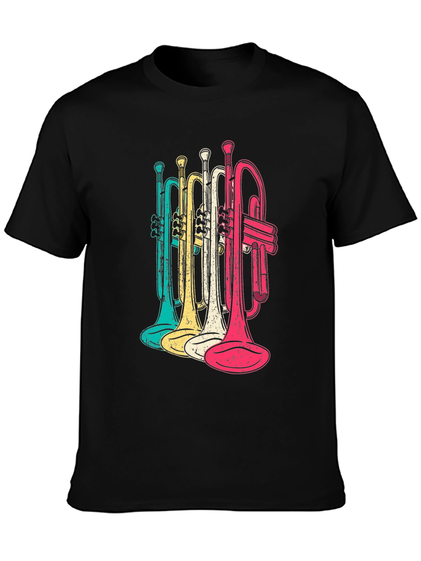 Retro Trumpet Graphic Tee - Black