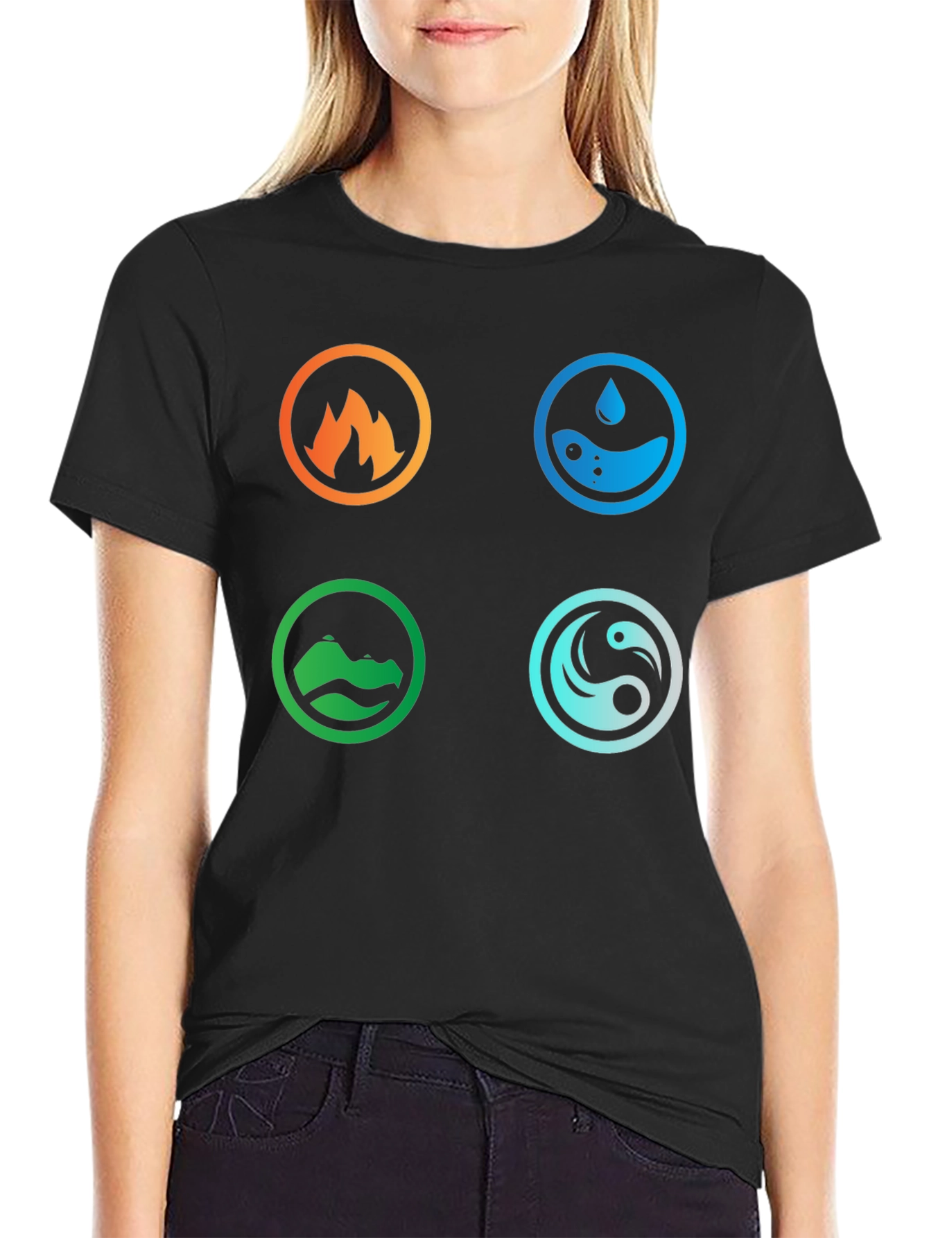 Elemental Symbol T-Shirt - Fire Water Earth Air