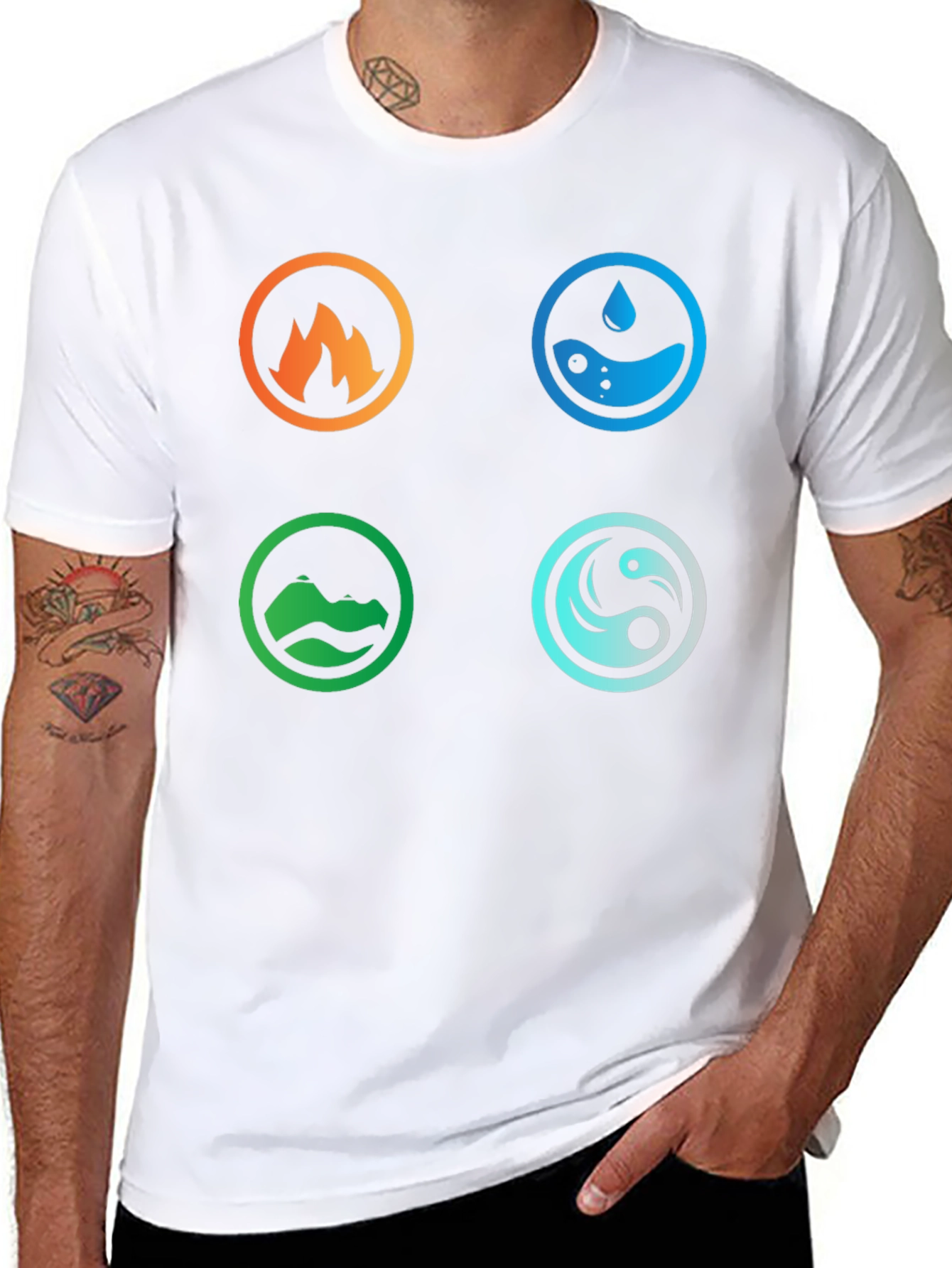 Elemental Symbol T-Shirt - Fire Water Earth Air