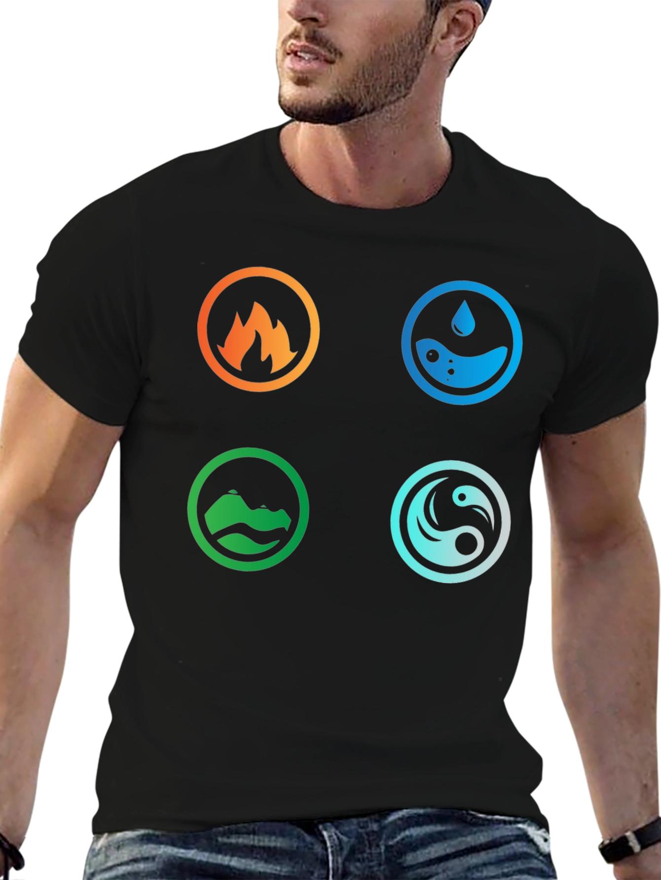Elemental Symbol T-Shirt - Fire Water Earth Air