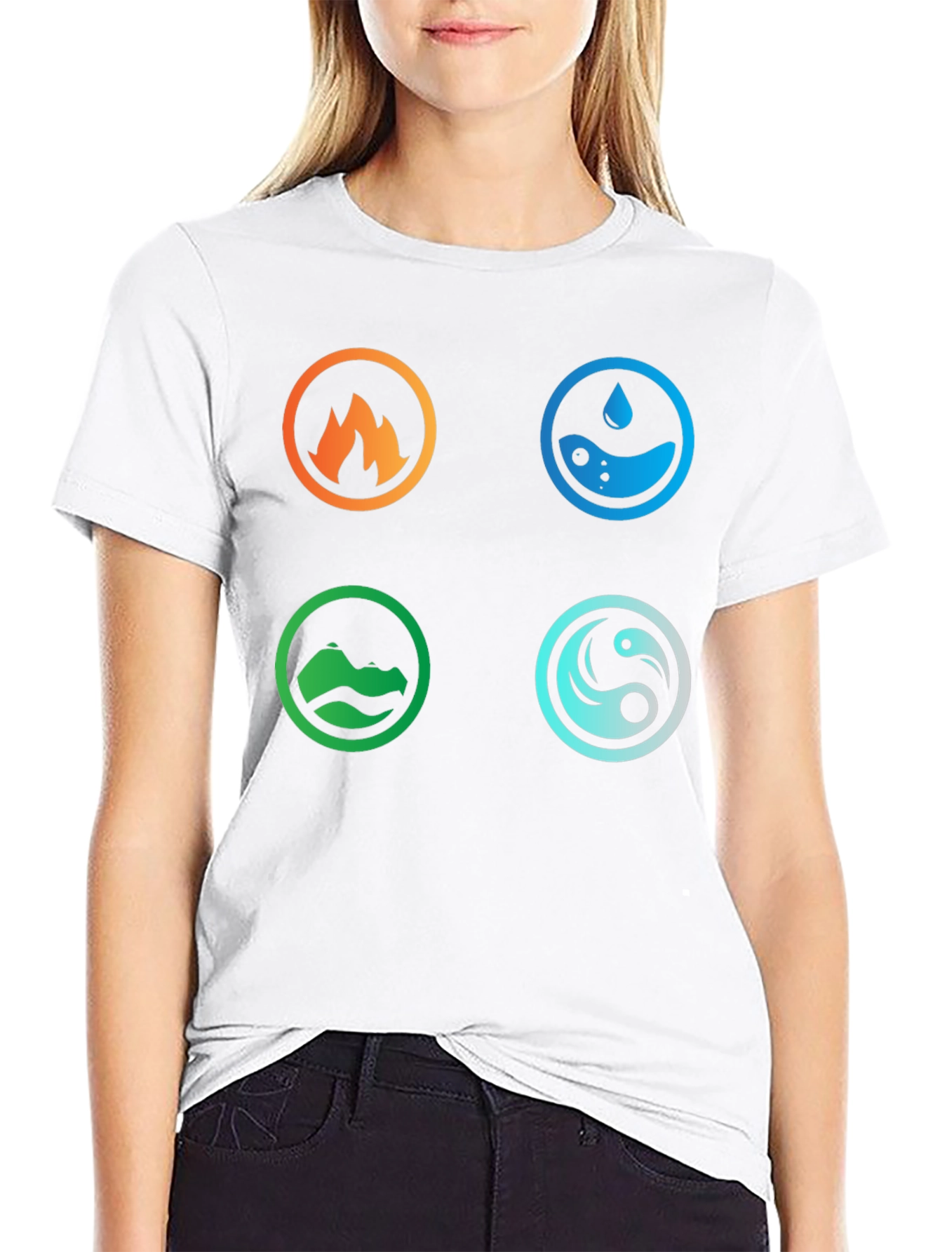 Elemental Symbol T-Shirt - Fire Water Earth Air
