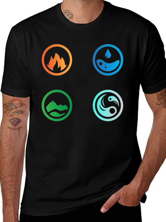 Elemental Symbol T-Shirt - Fire Water Earth Air