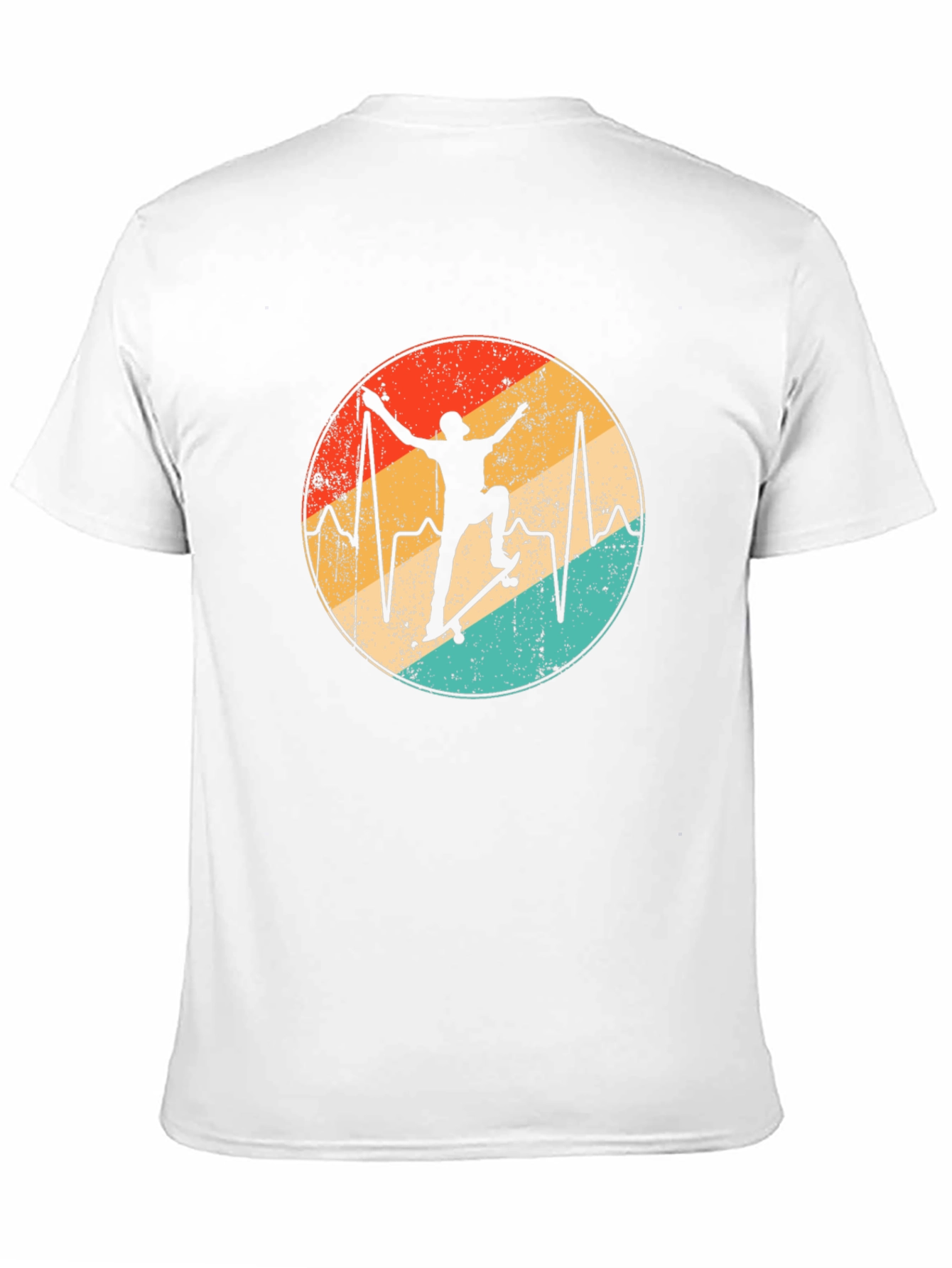 Retro Skateboard Heartbeat Graphic Tee - Black
