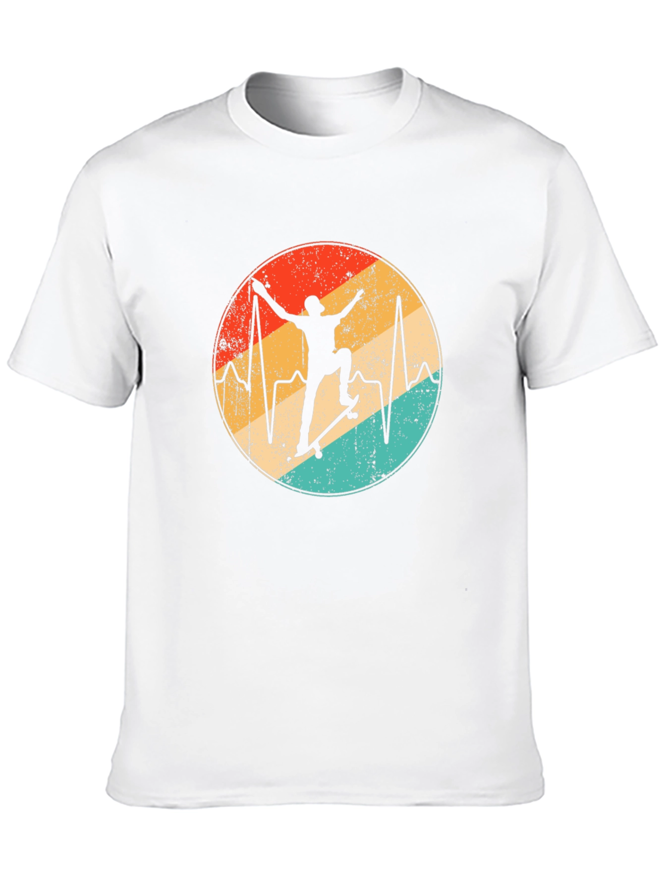 Retro Skateboard Heartbeat Graphic Tee - Black