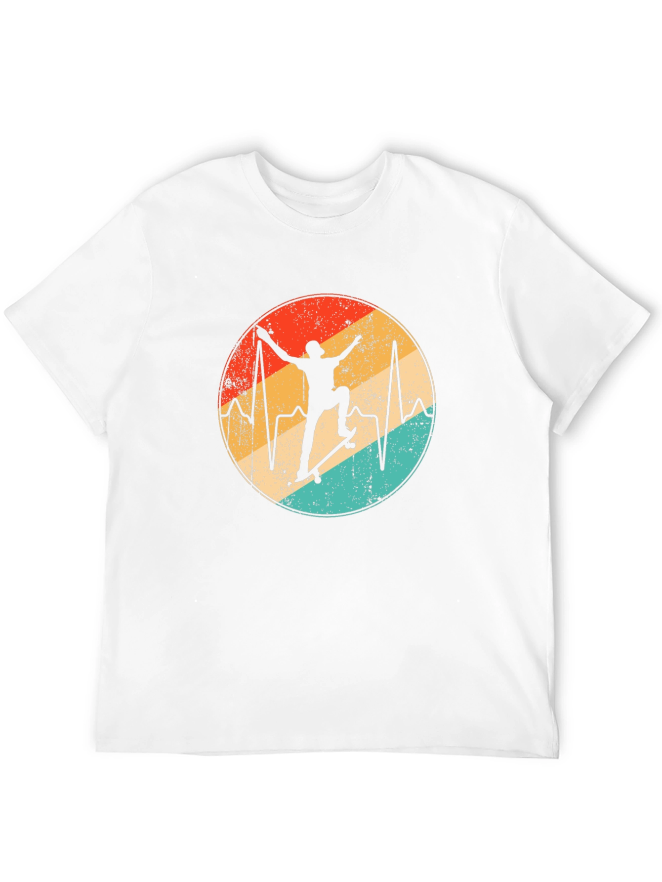 Retro Skateboard Heartbeat Graphic Tee - Black