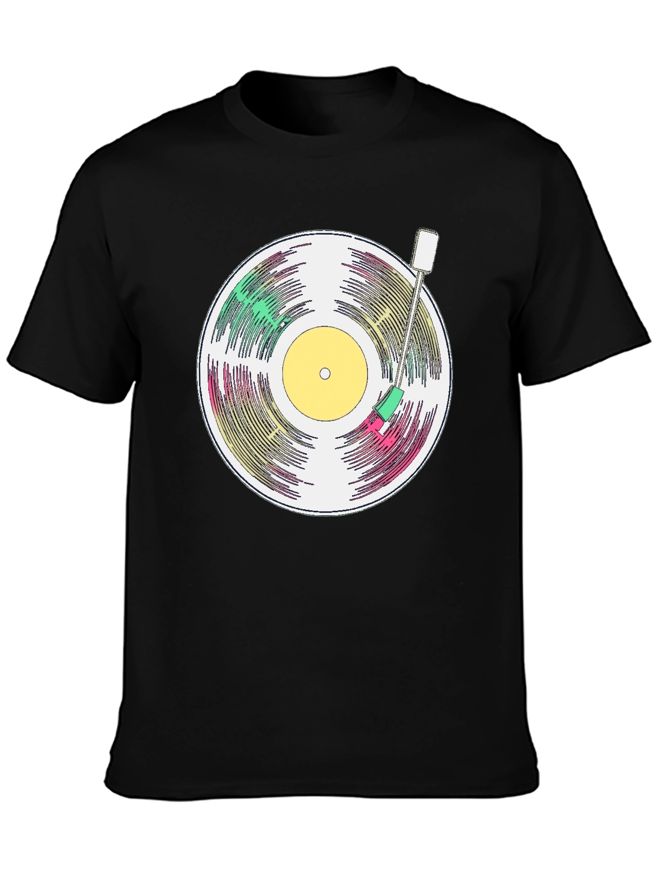 Retro Vinyl Record T-Shirt - Black