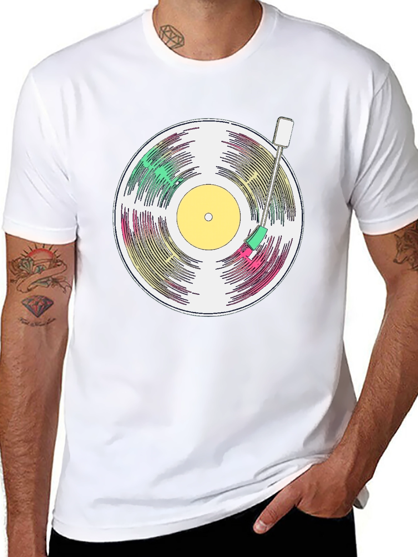 Retro Vinyl Record T-Shirt - Black