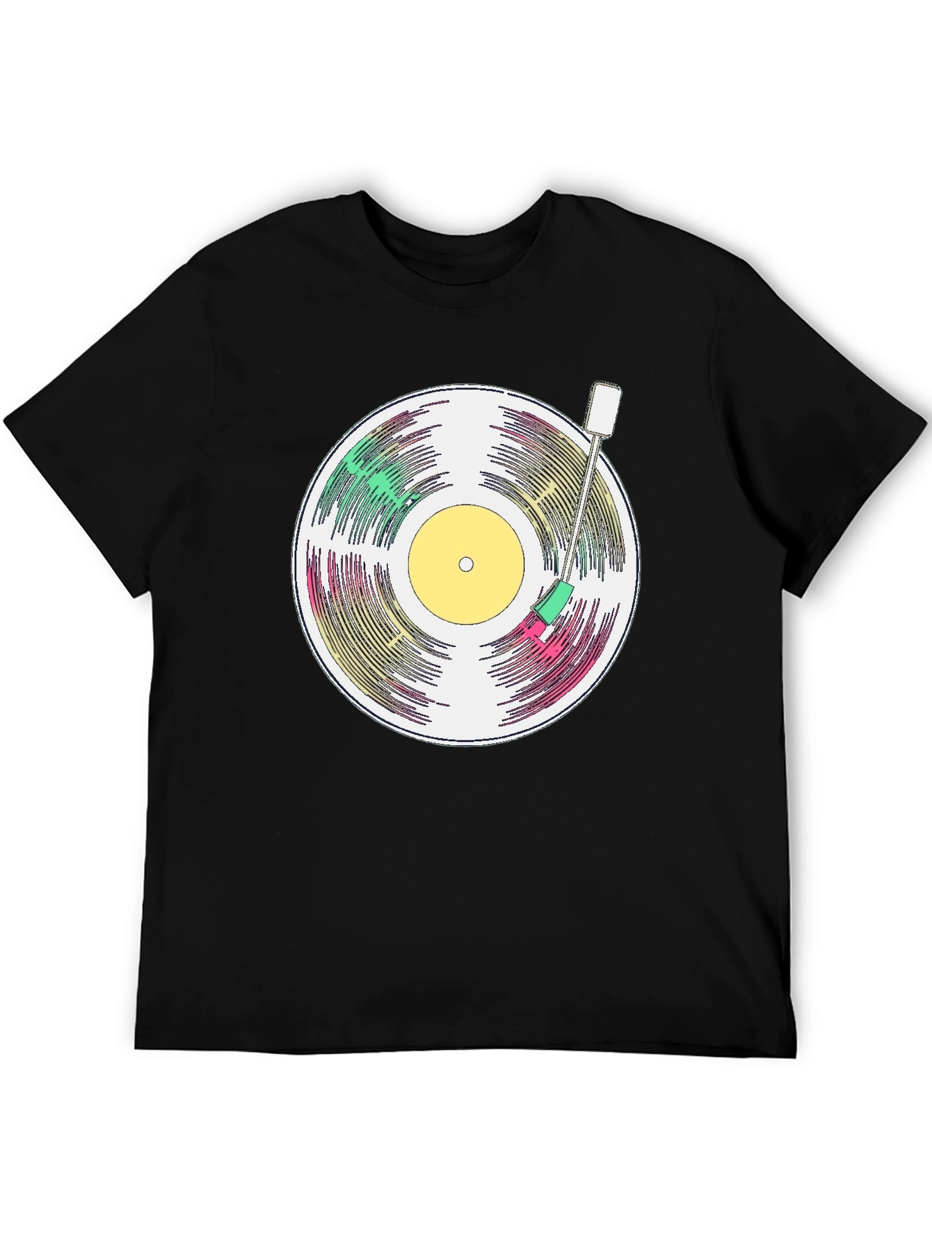 Retro Vinyl Record T-Shirt - Black